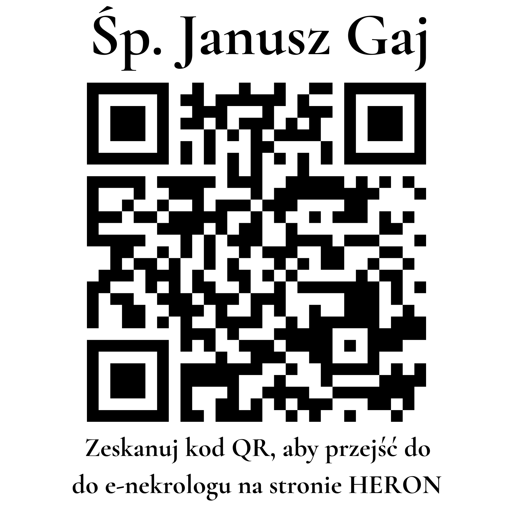 Kod QR do nekrologu Janusz Gaj Kod QR do nekrologu Janusz Gaj