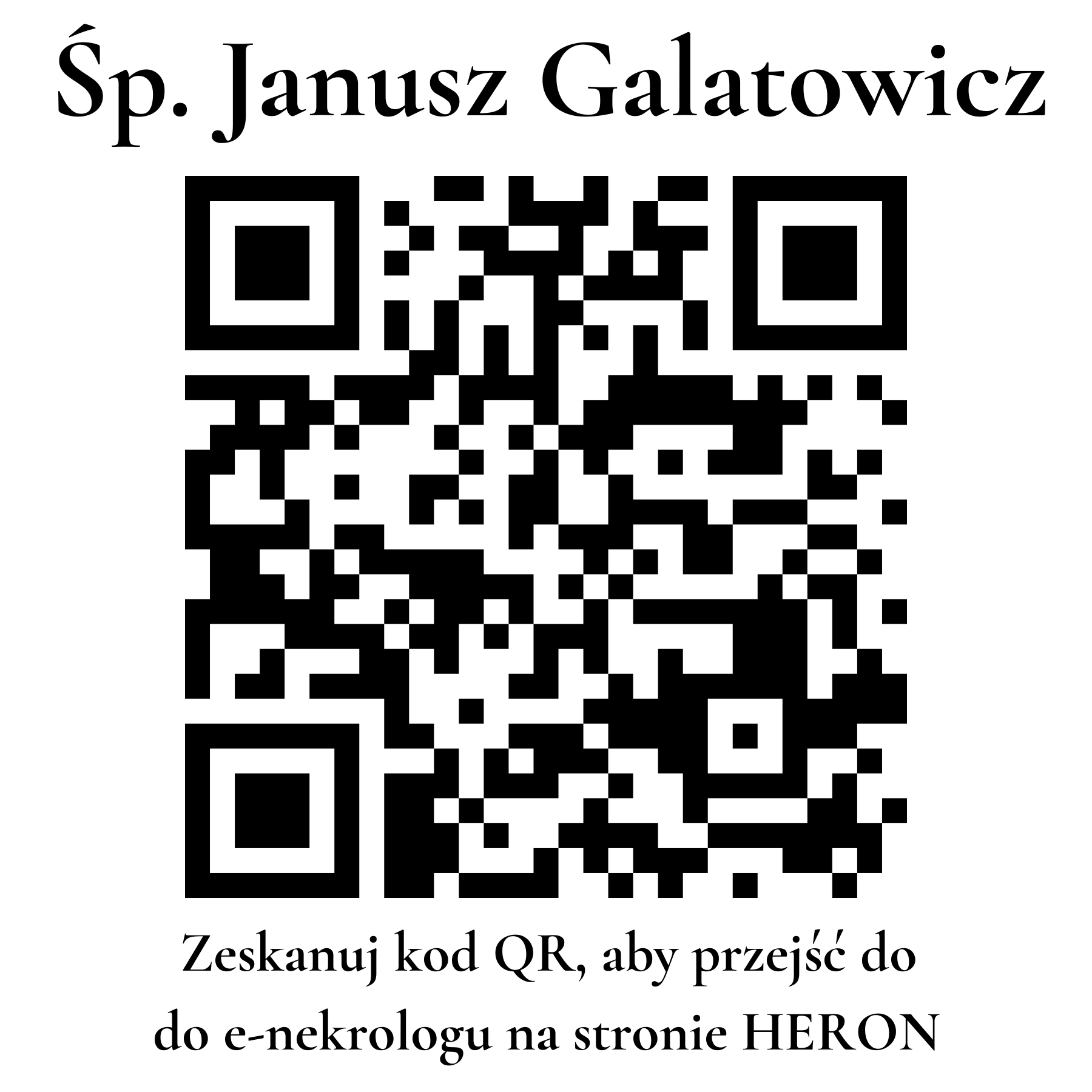 Kod QR do nekrologu Janusz Galatowicz Kod QR do nekrologu Janusz Galatowicz