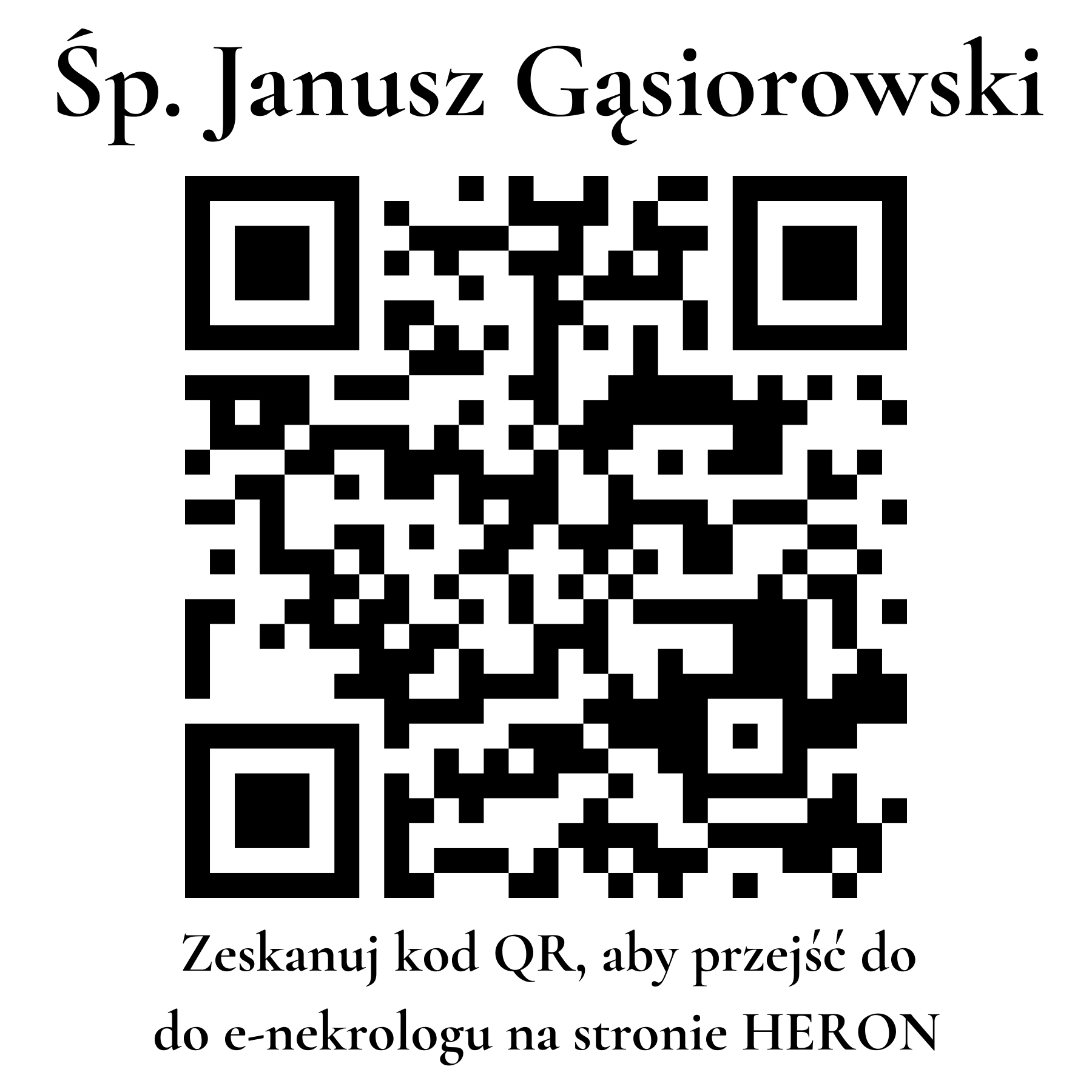 Kod QR do nekrologu Janusz Gąsiorowski Kod QR do nekrologu Janusz Gąsiorowski