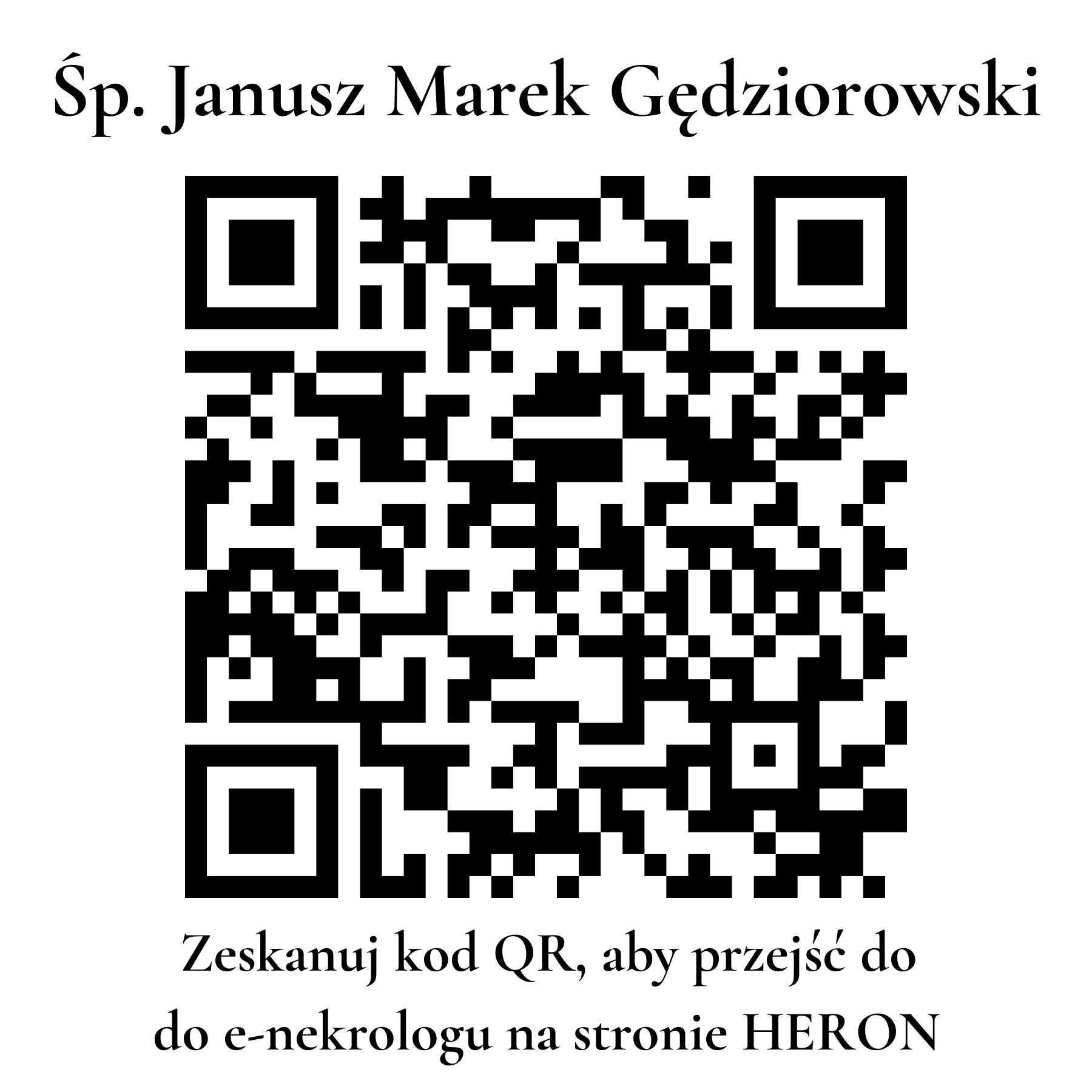 Kod QR do nekrologu Janusz Marek Gędziorowski Kod QR do nekrologu Janusz Marek Gędziorowski