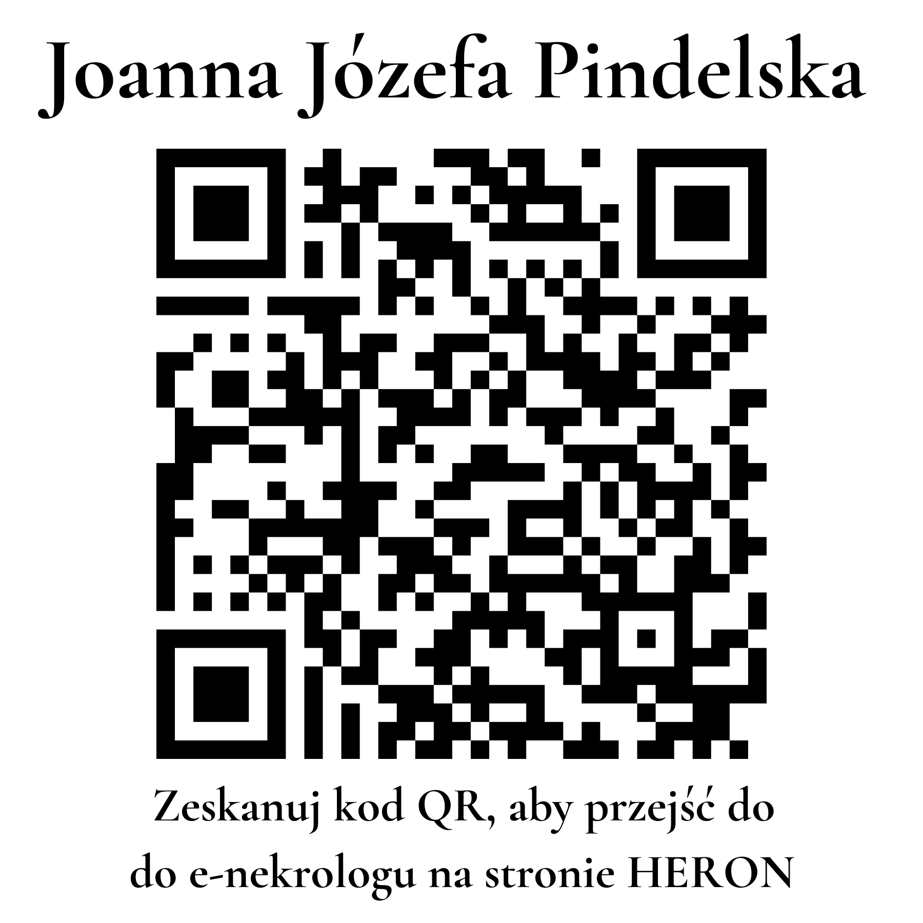 Kod QR do nekrologu Joanna Józefa Pindelska
