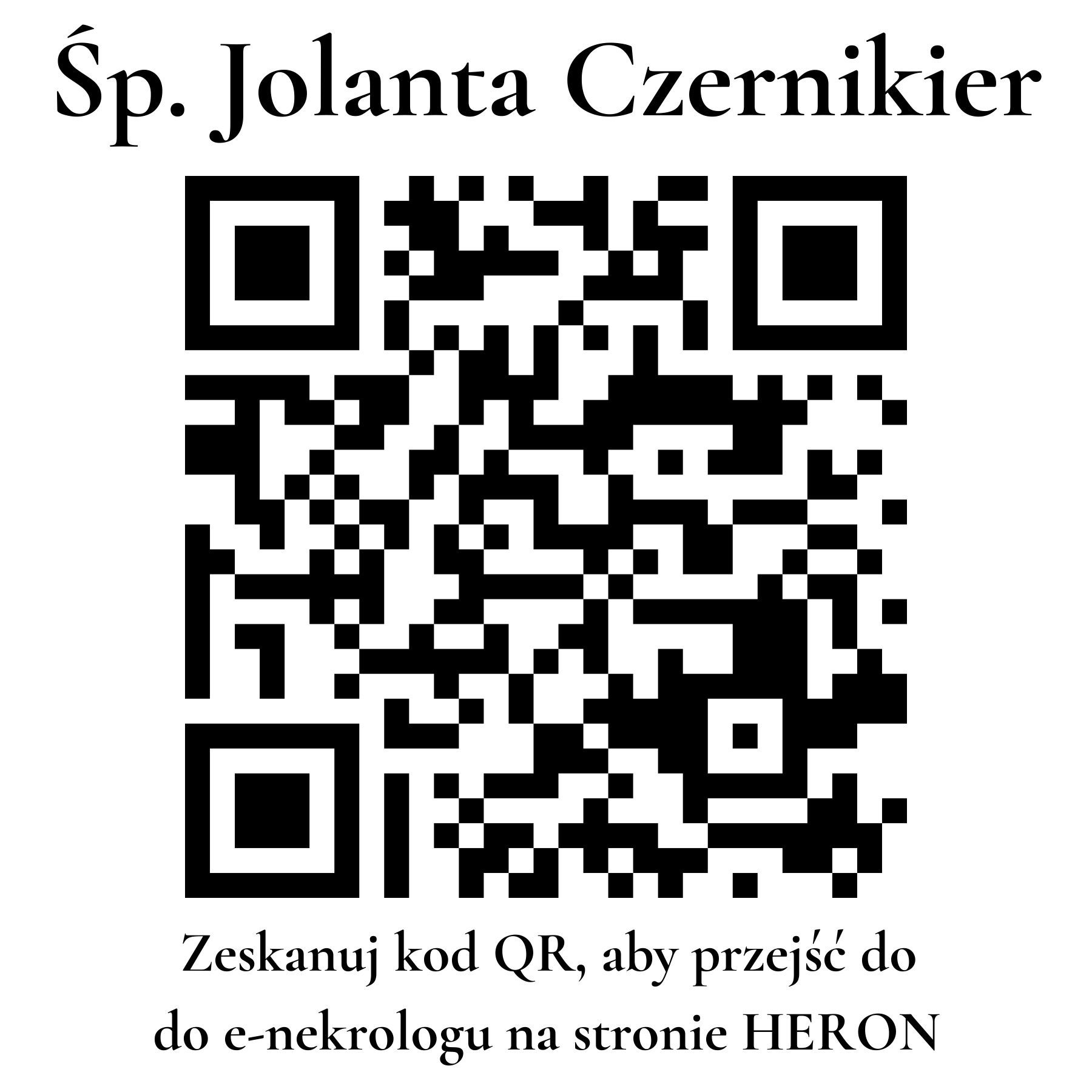 Kod QR do nekrologu Jolanta Czernikier Kod QR do nekrologu Jolanta Czernikier