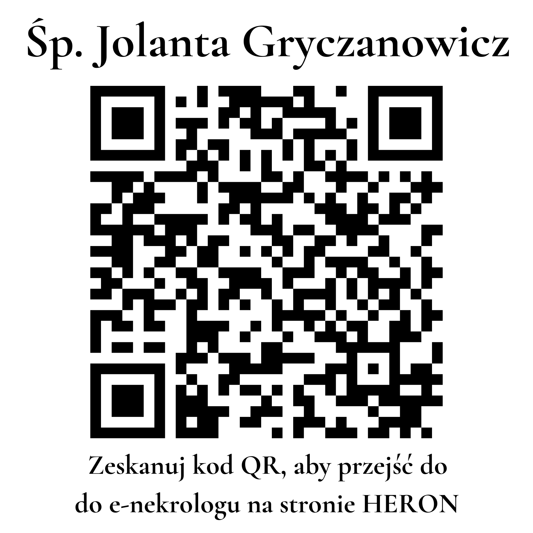 Kod QR do nekrologu Jolanta Gryczanowicz Kod QR do nekrologu Jolanta Gryczanowicz