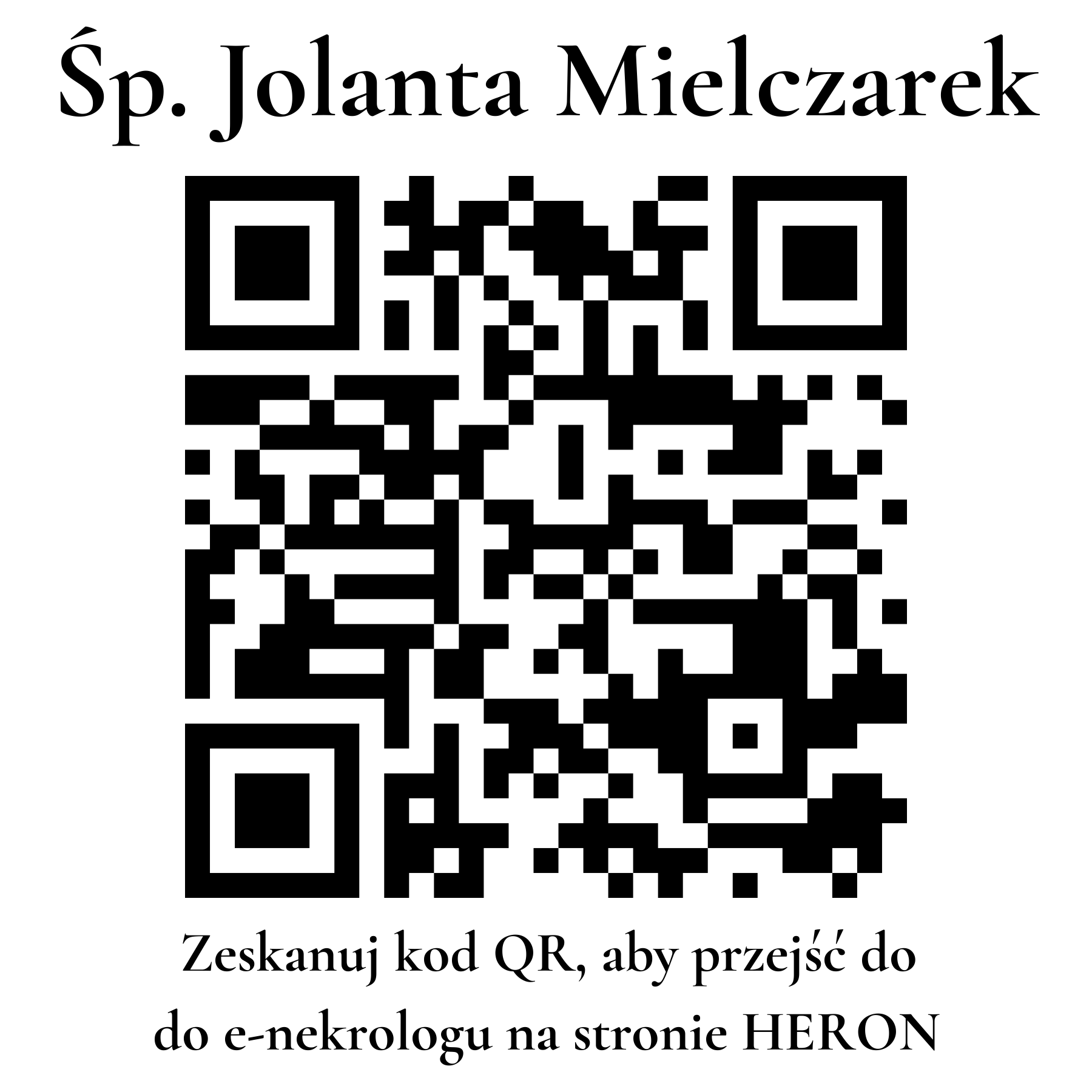 Kod QR do nekrologu Jolanta Mielczarek Kod QR do nekrologu Jolanta Mielczarek