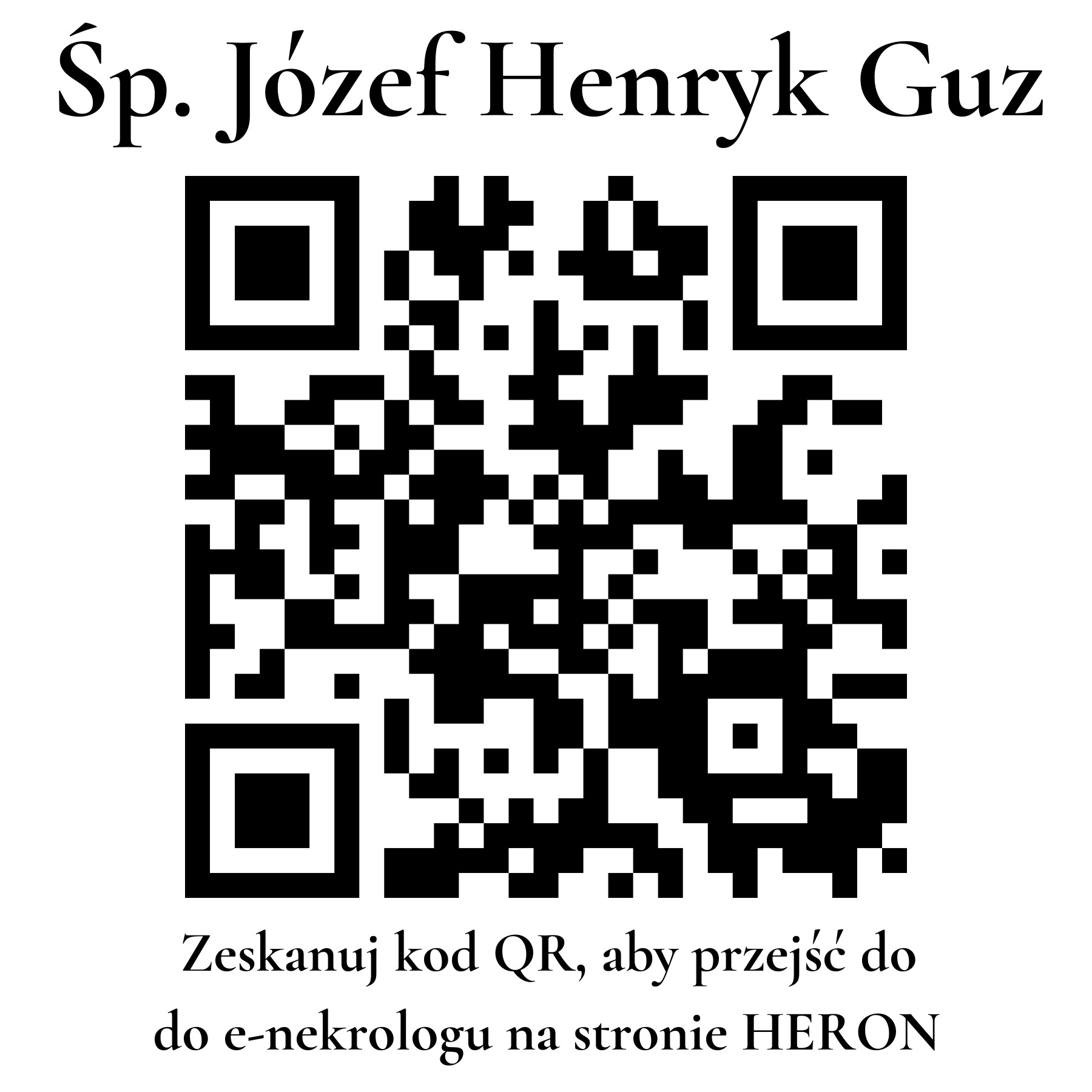 Kod QR do nekrologu Józef Henryk Guz Kod QR do nekrologu Józef Henryk Guz