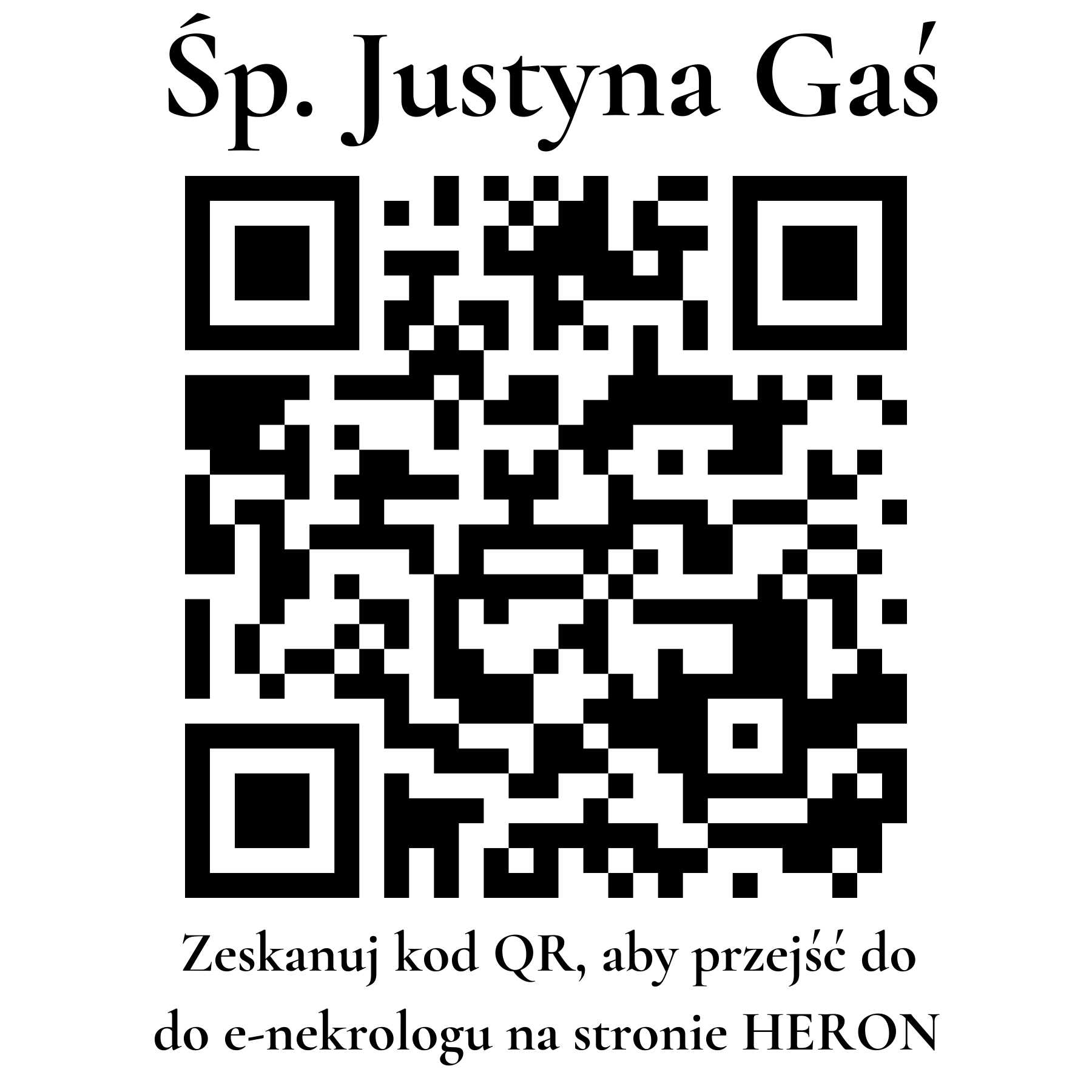 Kod QR do nekrologu Justyna Gaś Kod QR do nekrologu Justyna Gaś
