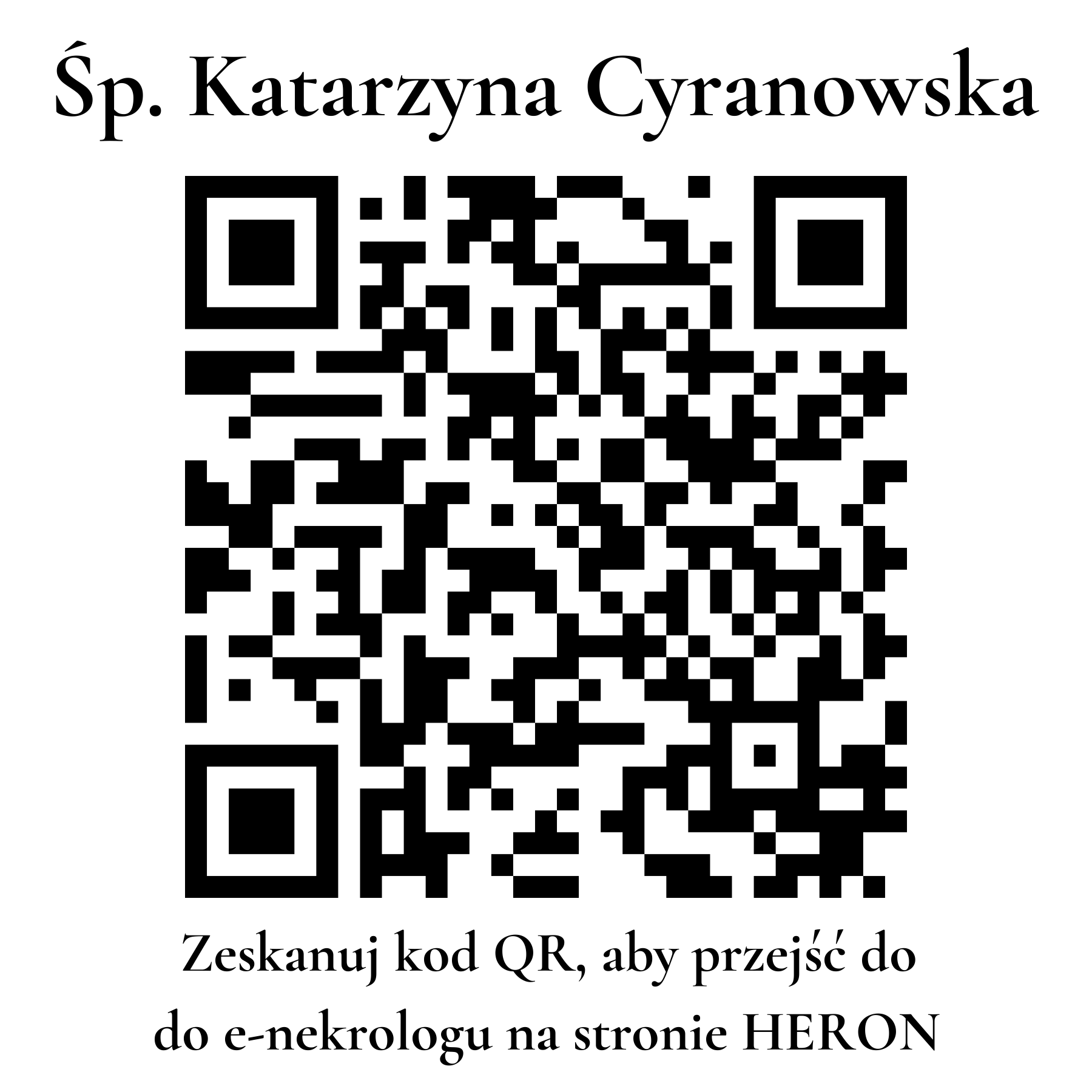 Kod QR do nekrologu Katarzyna Cyranowska Kod QR do nekrologu Katarzyna Cyranowska