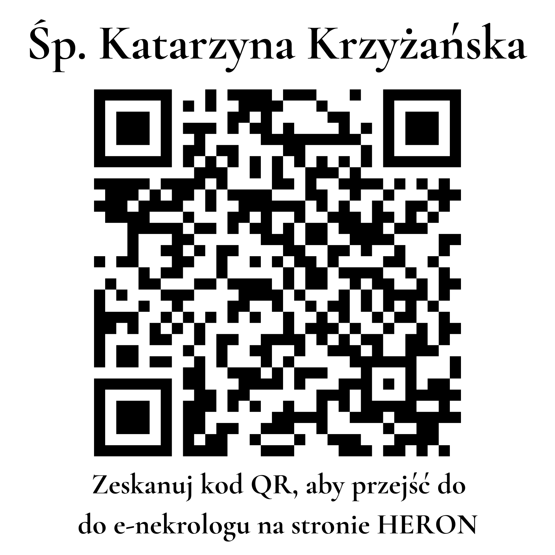 Kod QR do nekrologu Katarzyna Krzyżańska Kod QR do nekrologu Katarzyna Krzyżańska