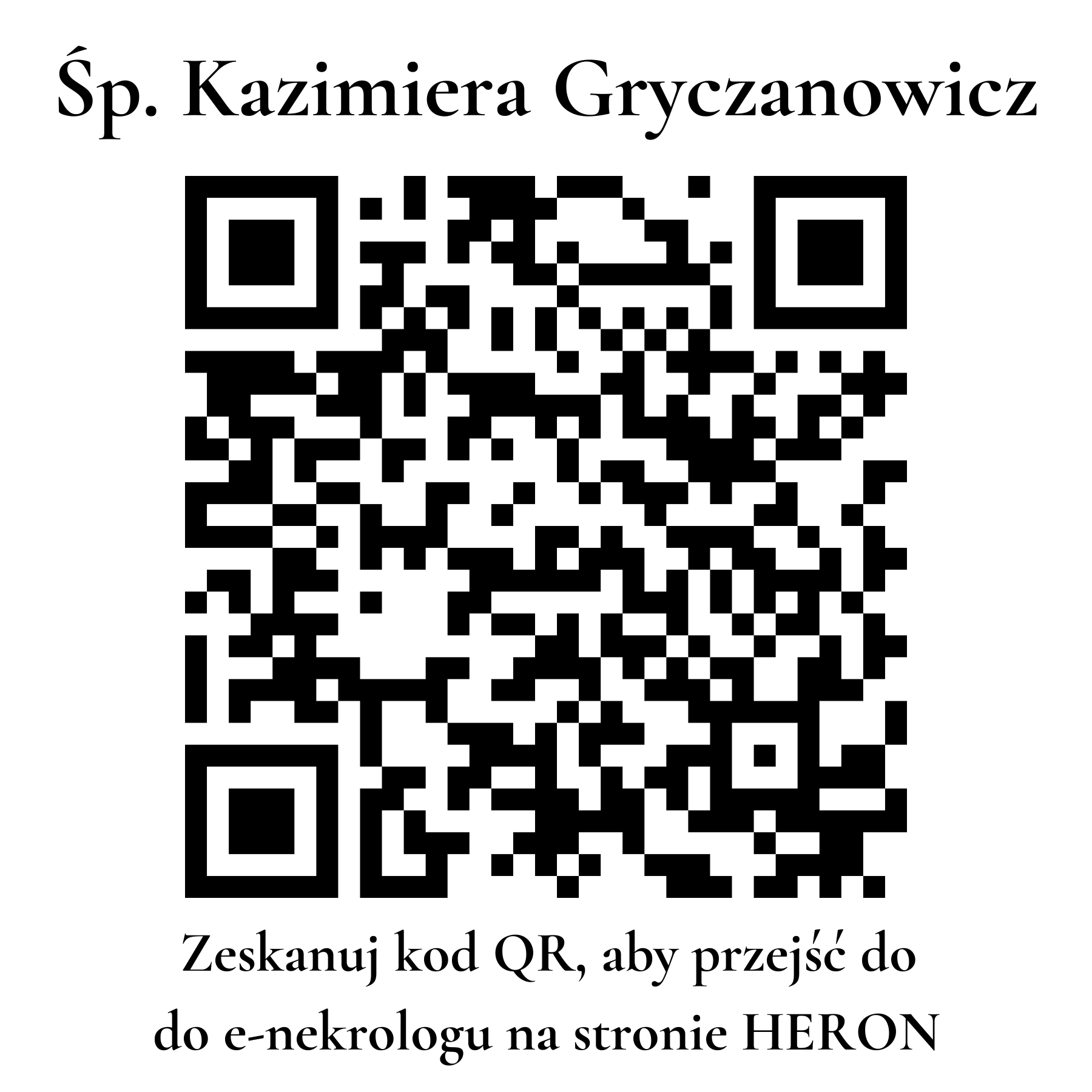 Kod QR do nekrologu Kazimiera Gryczanowicz Kod QR do nekrologu Kazimiera Gryczanowicz