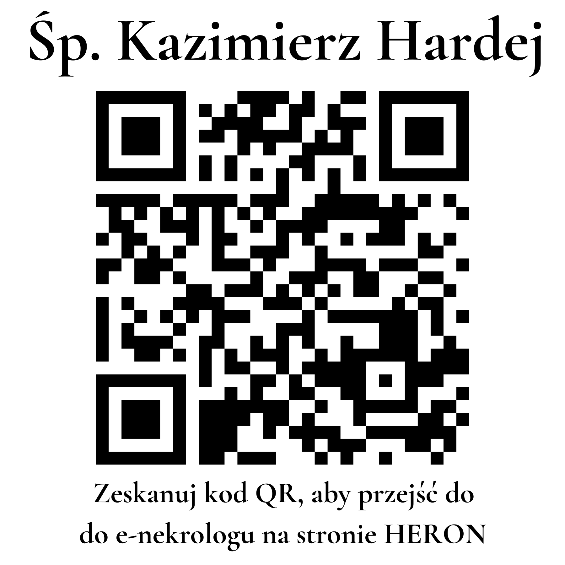 Kod QR do nekrologu Kazimierz Hardej Kod QR do nekrologu Kazimierz Hardej