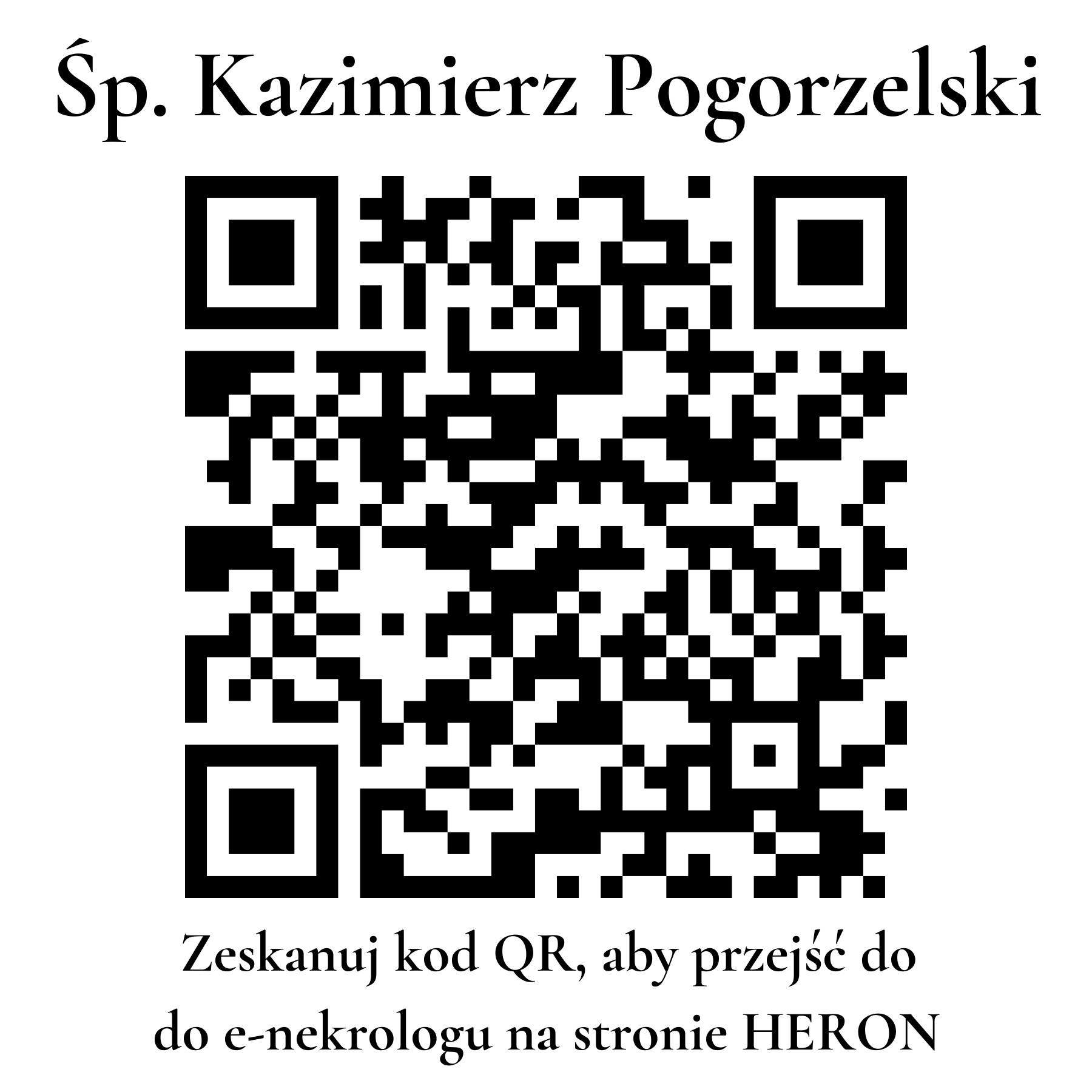 Kod QR do nekrologu Kazimierz Pogorzelski Kod QR do nekrologu Kazimierz Pogorzelski