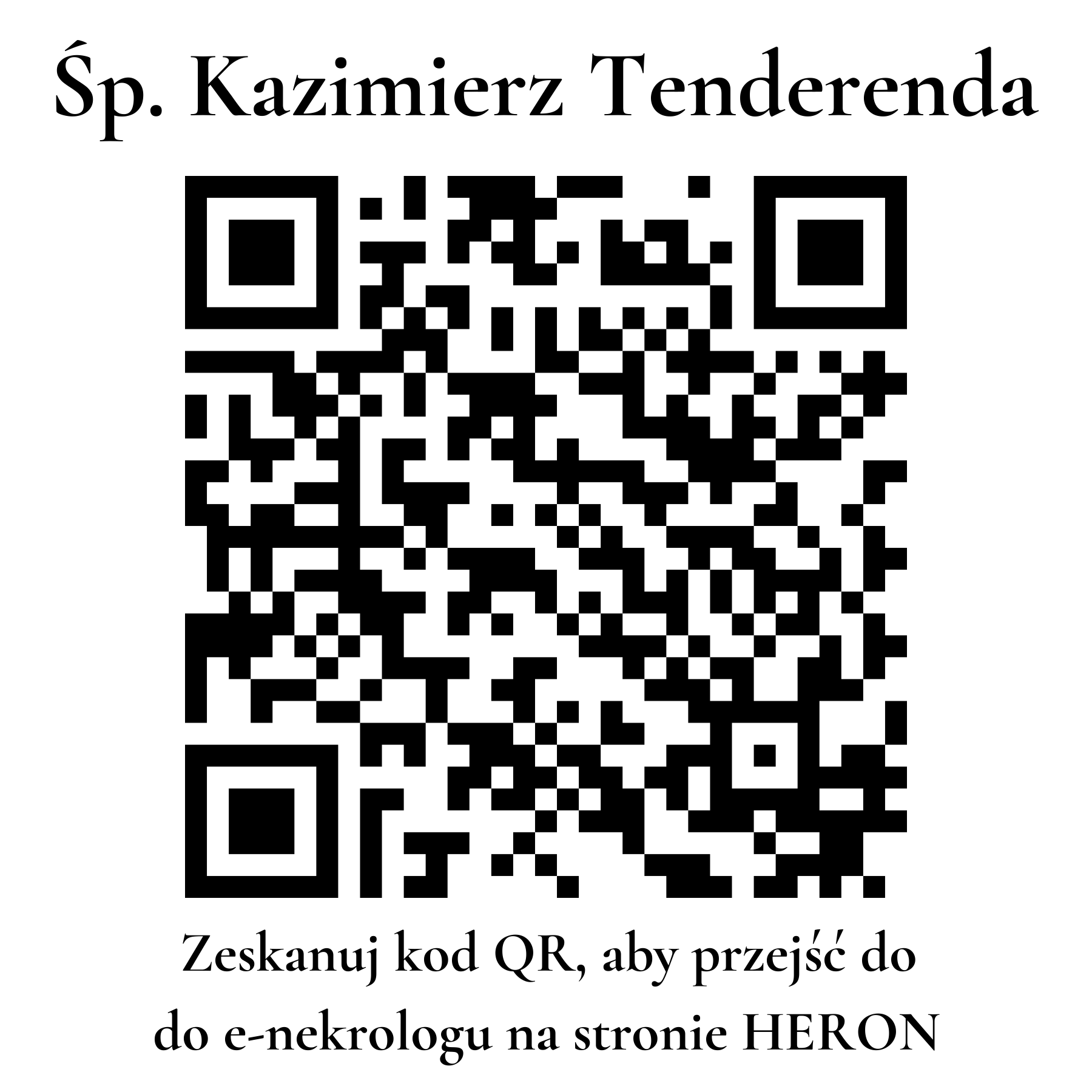 Kod QR do nekrologu Kazimierz Tenderenda Kod QR do nekrologu Kazimierz Tenderenda