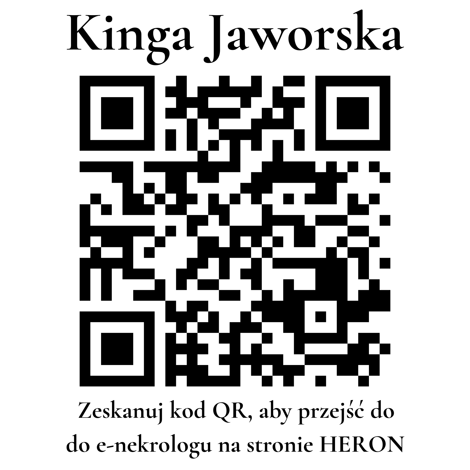 Kod QR do nekrologu Kinga Jaworska