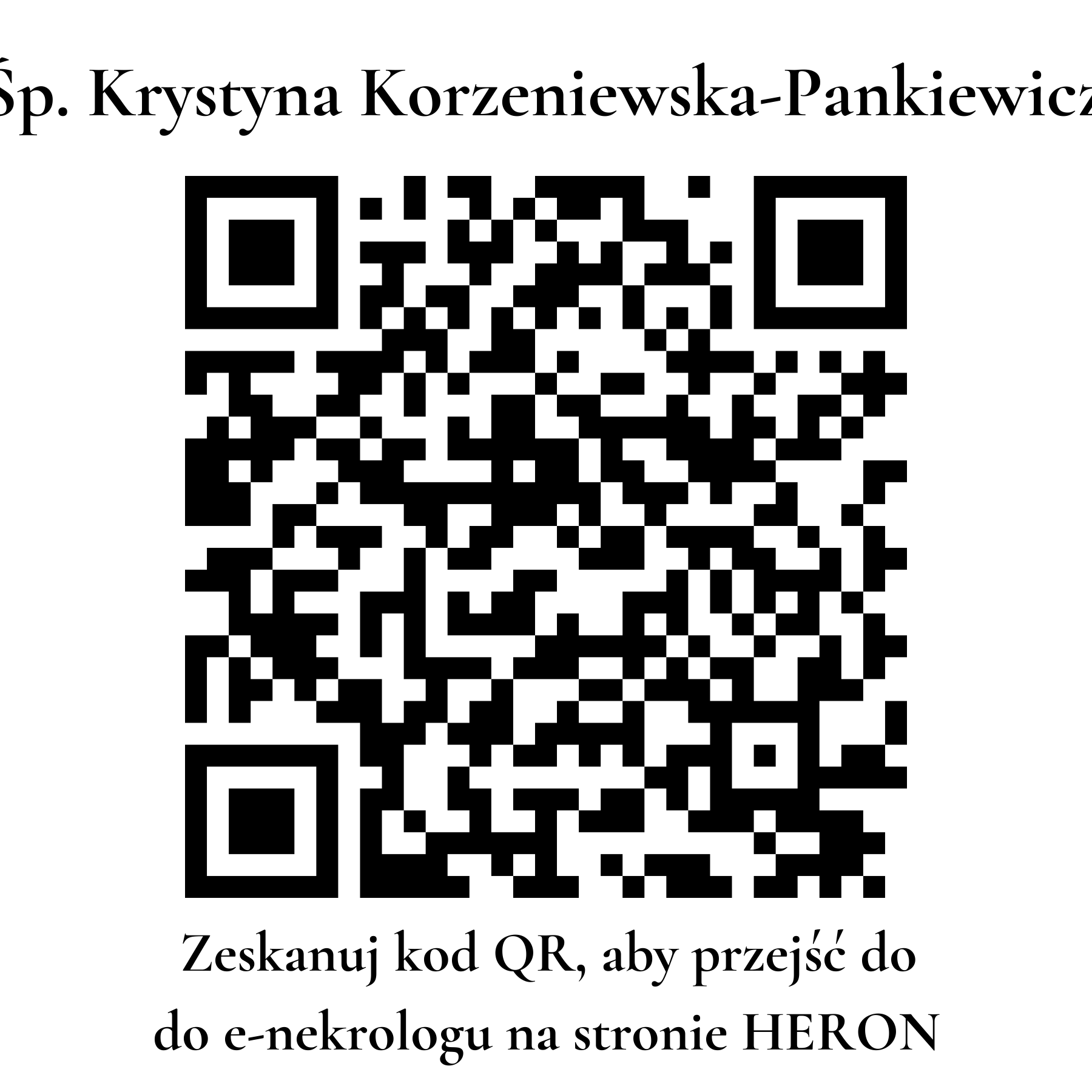Kod QR do nekrologu Krystyna Korzeniewska-Pankiewicz Kod QR do nekrologu Krystyna Korzeniewska-Pankiewicz