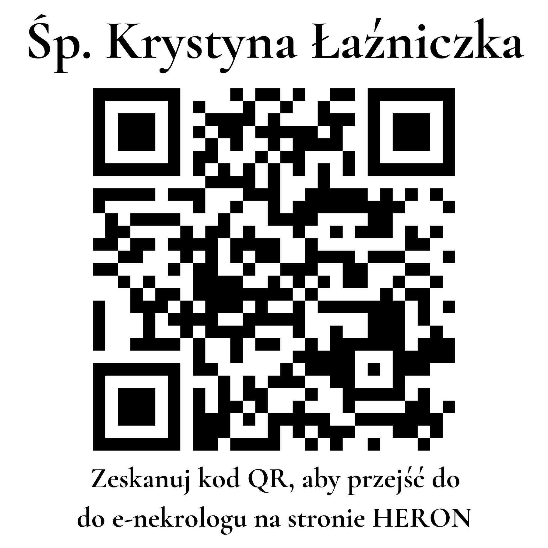 Kod QR do nekrologu Krystyna Łaźniczka Kod QR do nekrologu Krystyna Łaźniczka