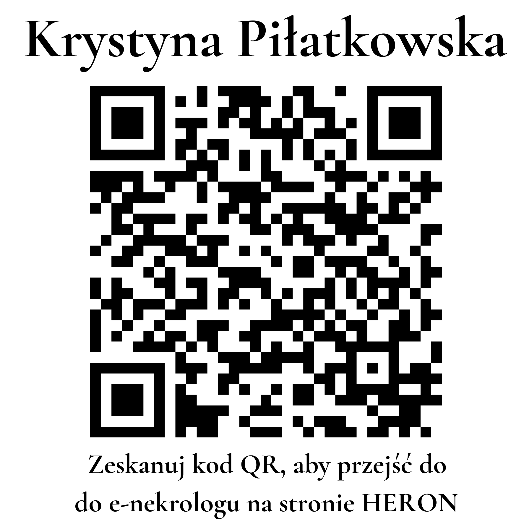 Kod QR do nekrologu Krystyna Piłatkowska Kod QR do nekrologu Krystyna Piłatkowska