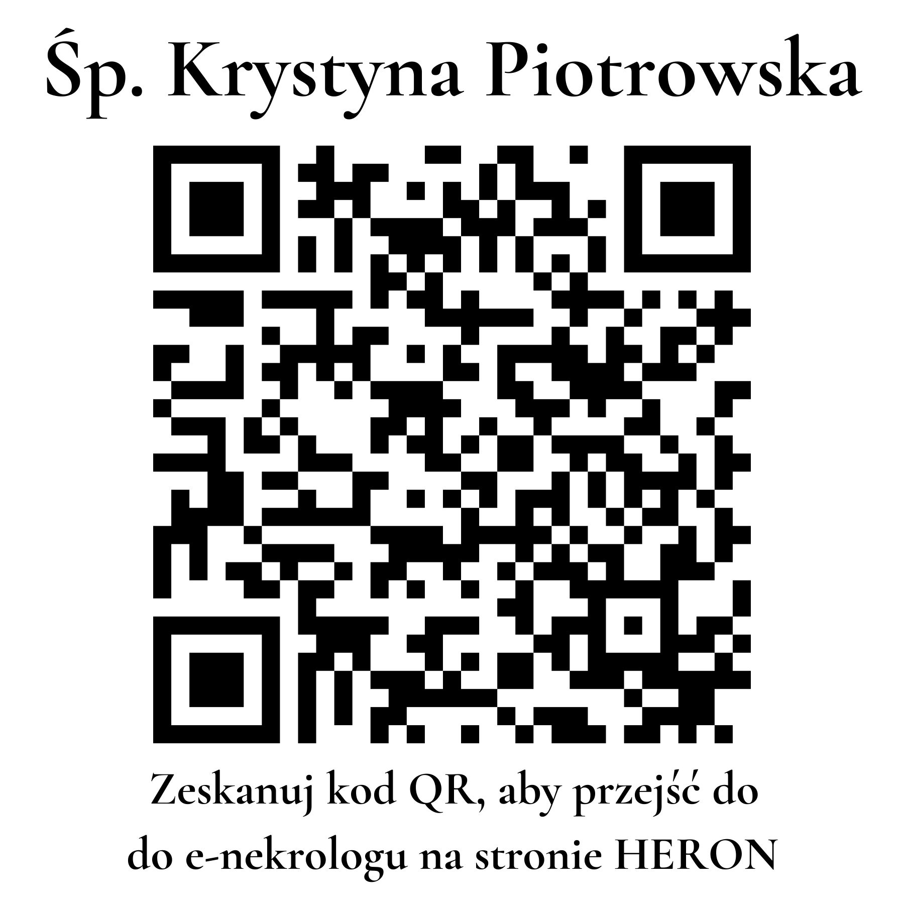 Kod QR do nekrologu Krystyna Piotrowska Kod QR do nekrologu Krystyna Piotrowska