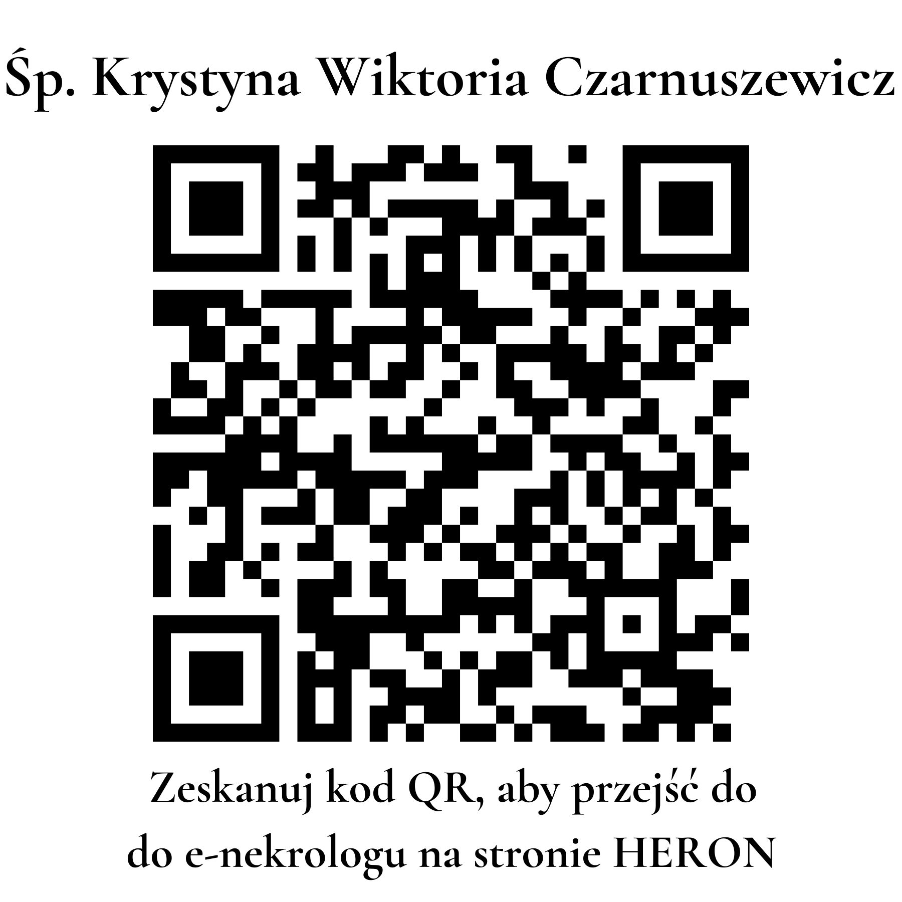 Kod QR do nekrologu Krystyna Wiktoria Czarnuszewicz Kod QR do nekrologu Krystyna Wiktoria Czarnuszewicz