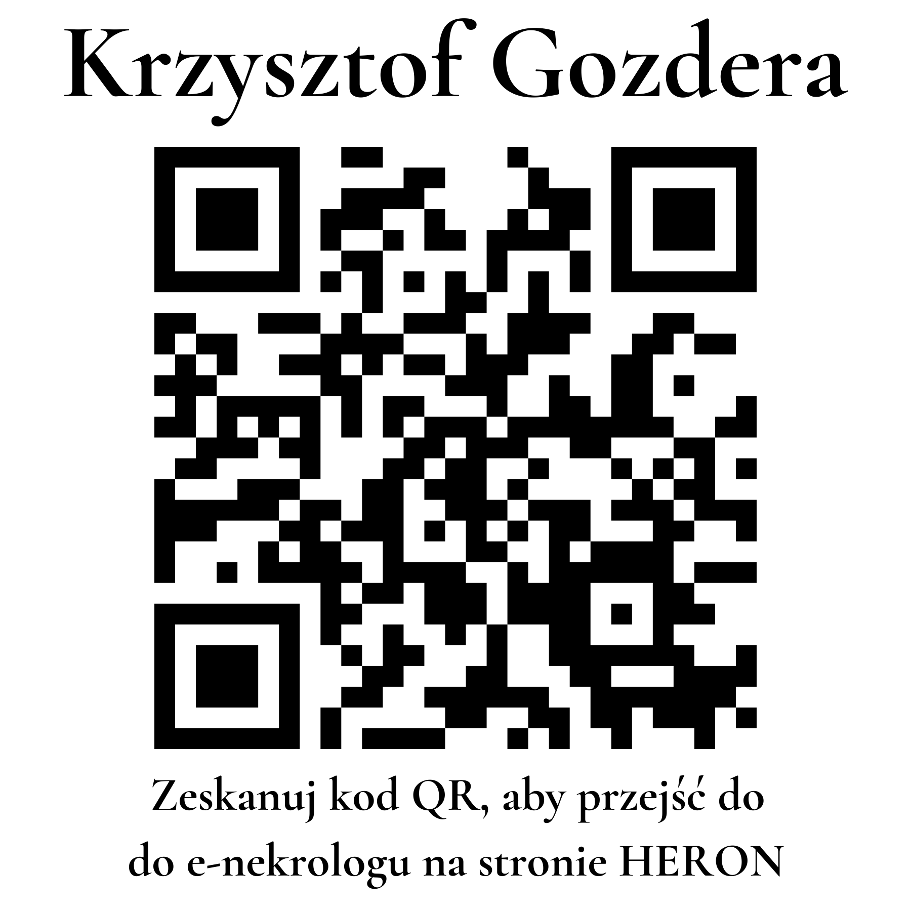 Kod QR do nekrologu Krzysztof Gozdera Kod QR do nekrologu Krzysztof Gozdera