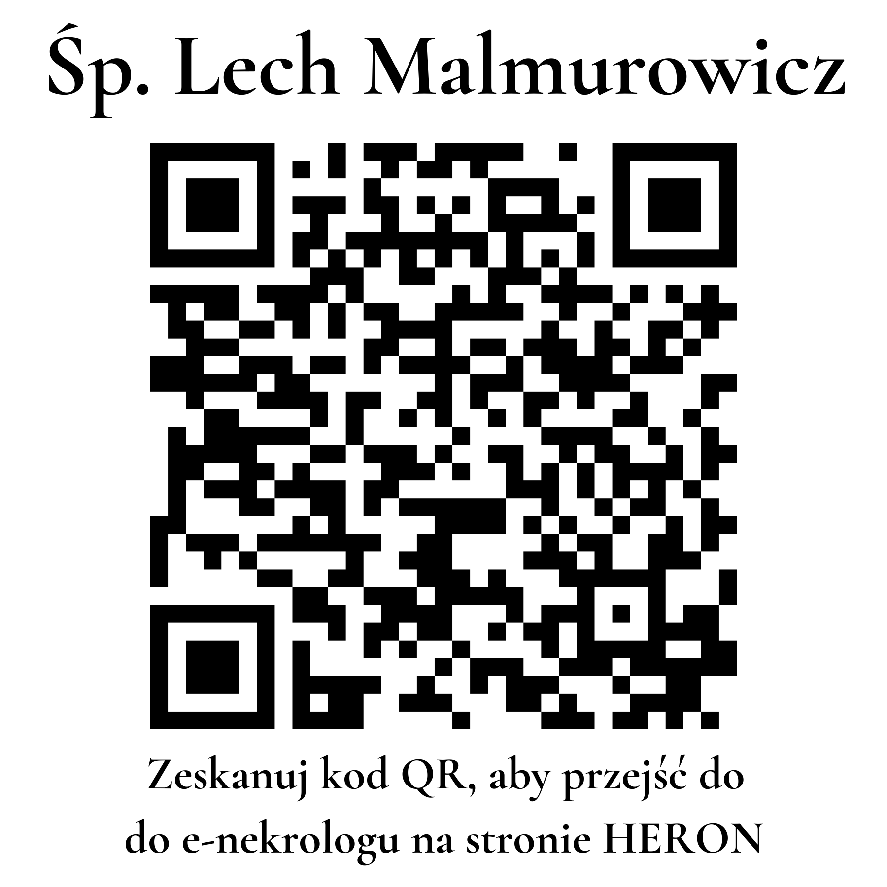 Kod QR do nekrologu Lech Malmurowicz Kod QR do nekrologu Lech Malmurowicz