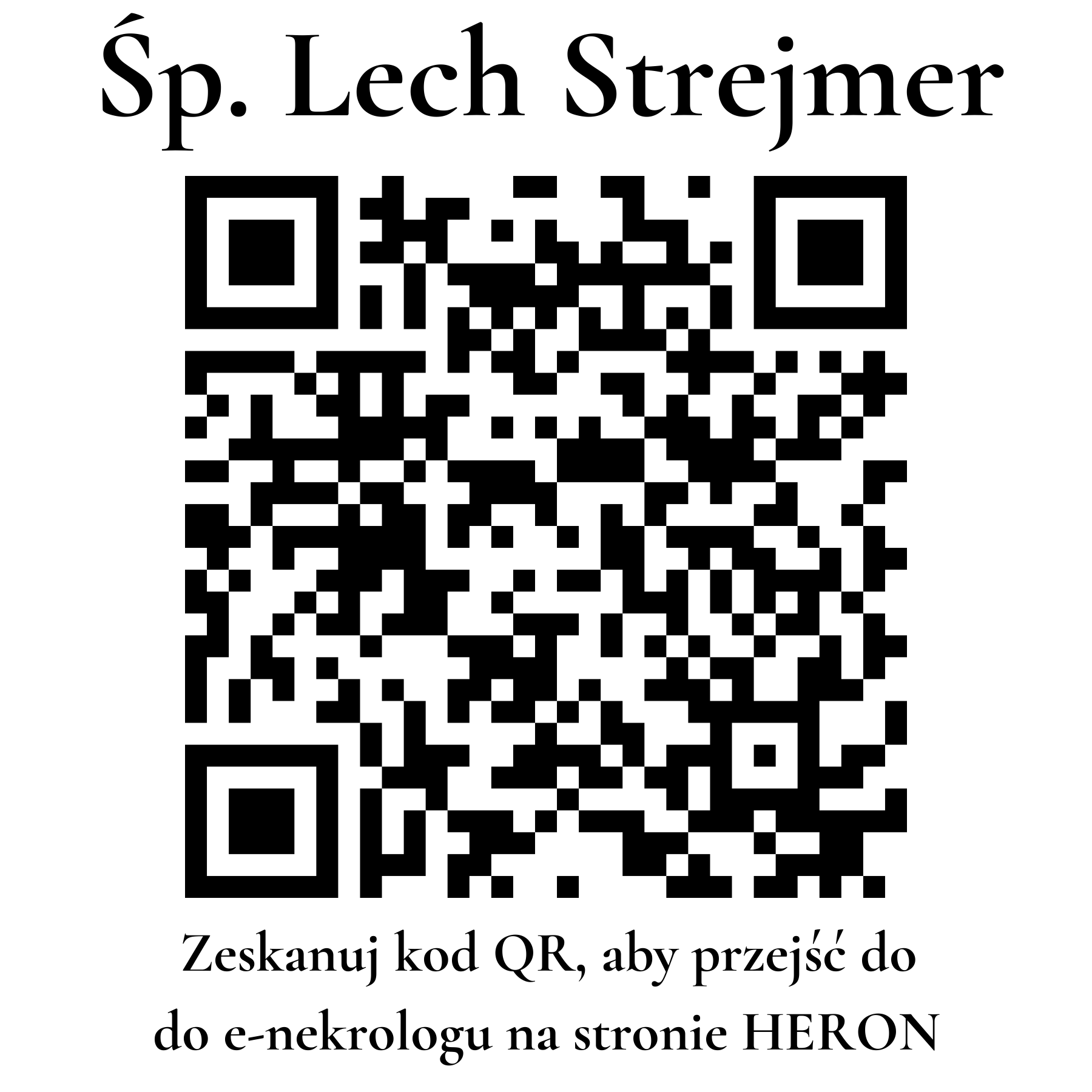 Kod QR do nekrologu Lech Strejmer Kod QR do nekrologu Lech Strejmer