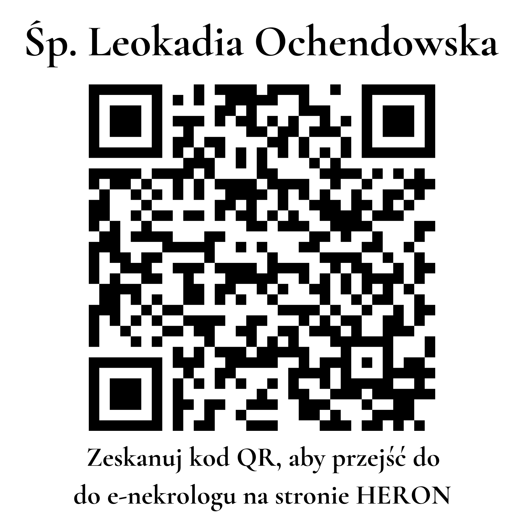 Kod QR do nekrologu Leokadia Ochendowska Kod QR do nekrologu Leokadia Ochendowska