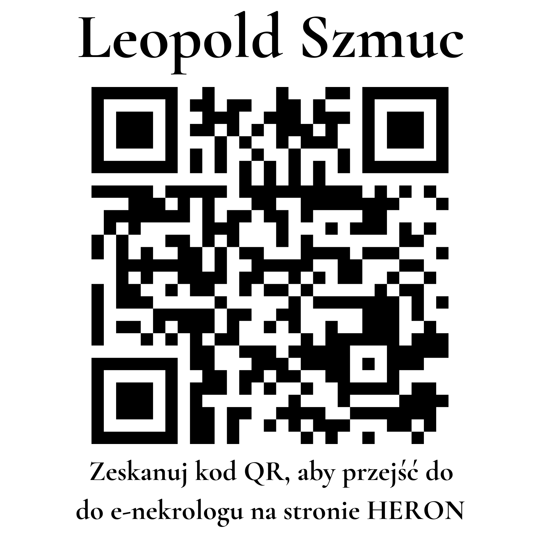 Kod QR do nekrologu Leopold Szmuc Kod QR do nekrologu Leopold Szmuc