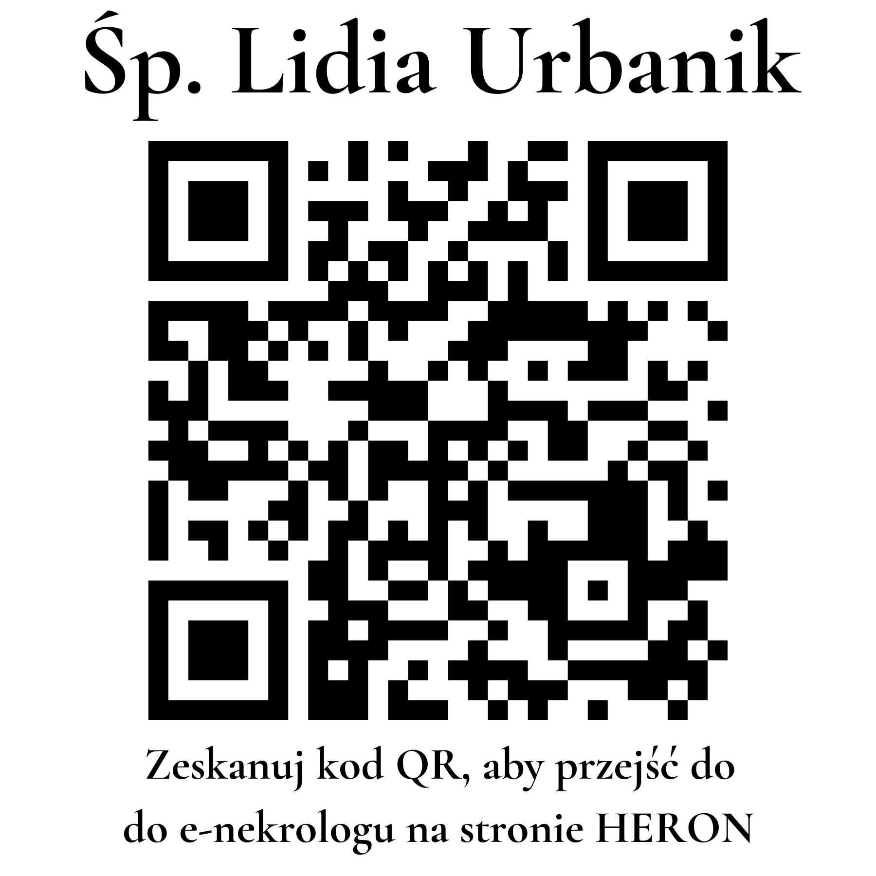 Kod QR do nekrologu Lidia Urbanik Kod QR do nekrologu Lidia Urbanik