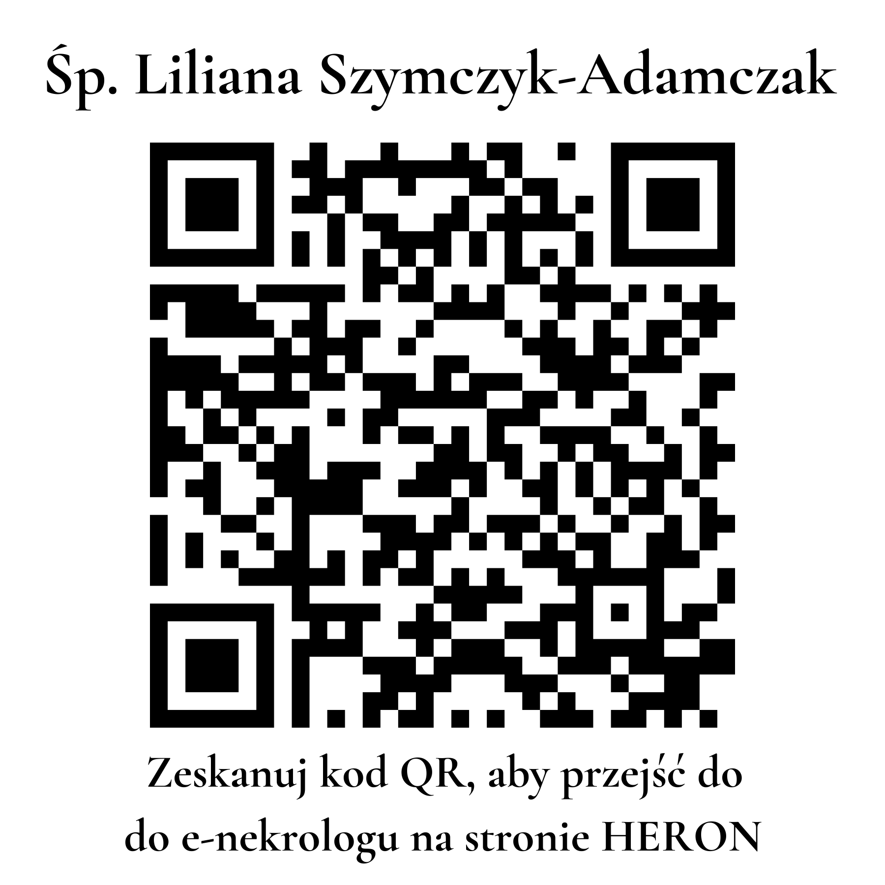 Kod QR do nekrologu Liliana Szymczyk-Adamczak Kod QR do nekrologu Liliana Szymczyk-Adamczak