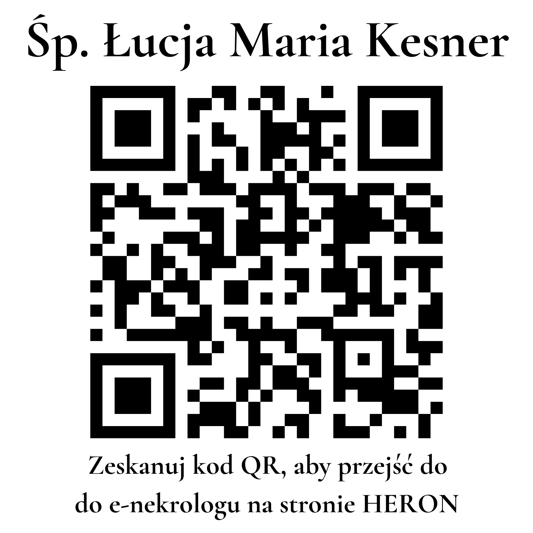 Kod QR do nekrologu Łucja Maria Kesner Kod QR do nekrologu Łucja Maria Kesner