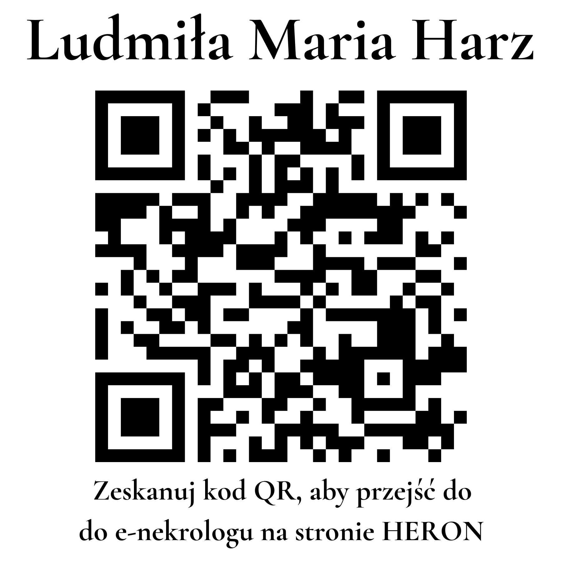 Kod QR do nekrologu Ludmiła Maria Harz