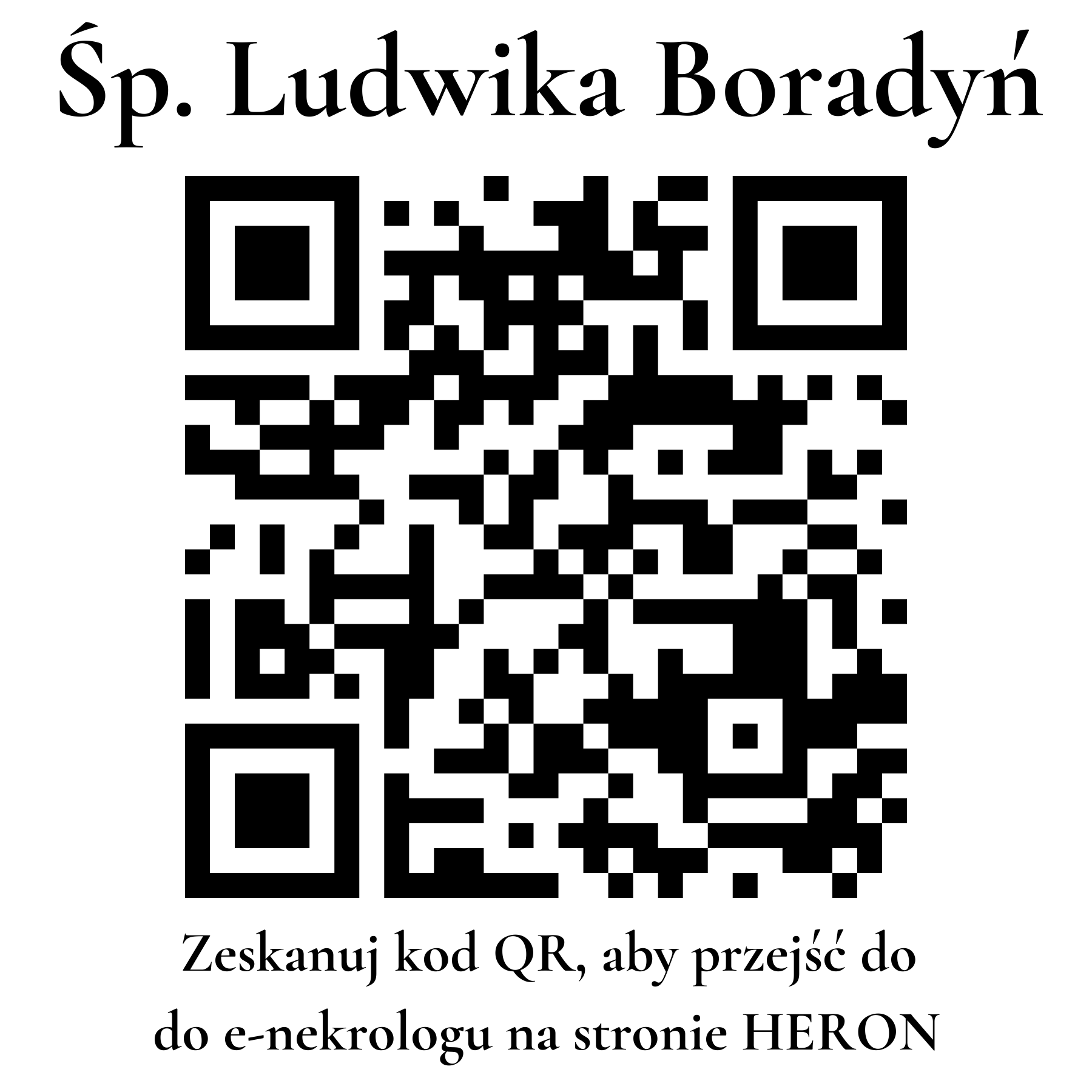 Kod QR do nekrologu Ludwika Boradyń Kod QR do nekrologu Ludwika Boradyń