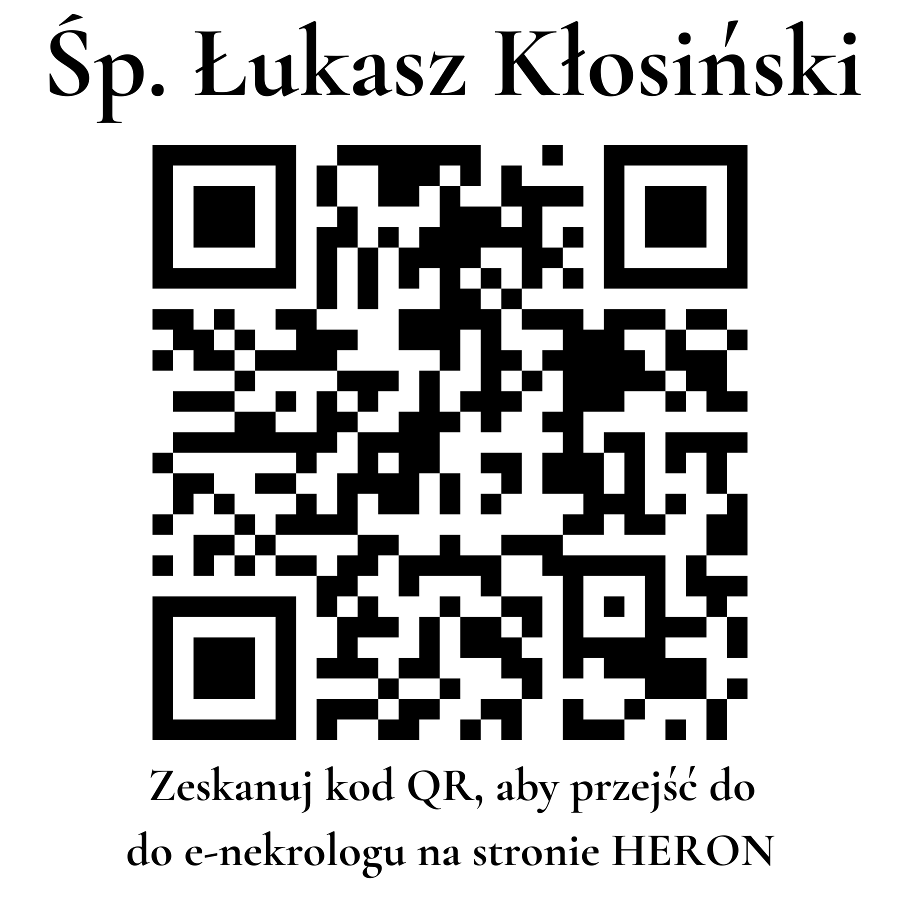 Kod QR do nekrologu Łukasz Kłosiński Kod QR do nekrologu Łukasz Kłosiński