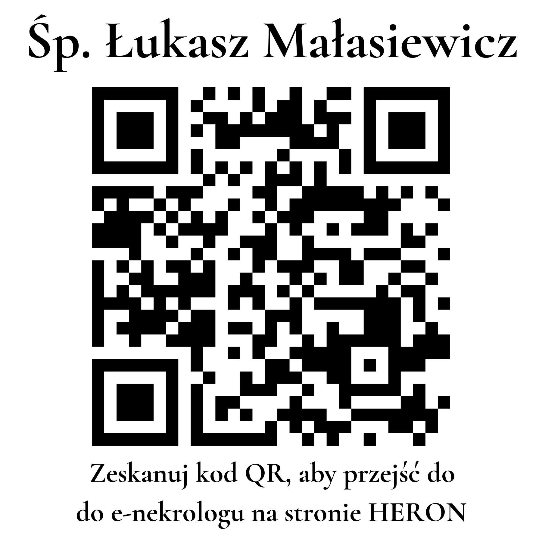 Kod QR do nekrologu Łukasz Małasiewicz Kod QR do nekrologu Łukasz Małasiewicz