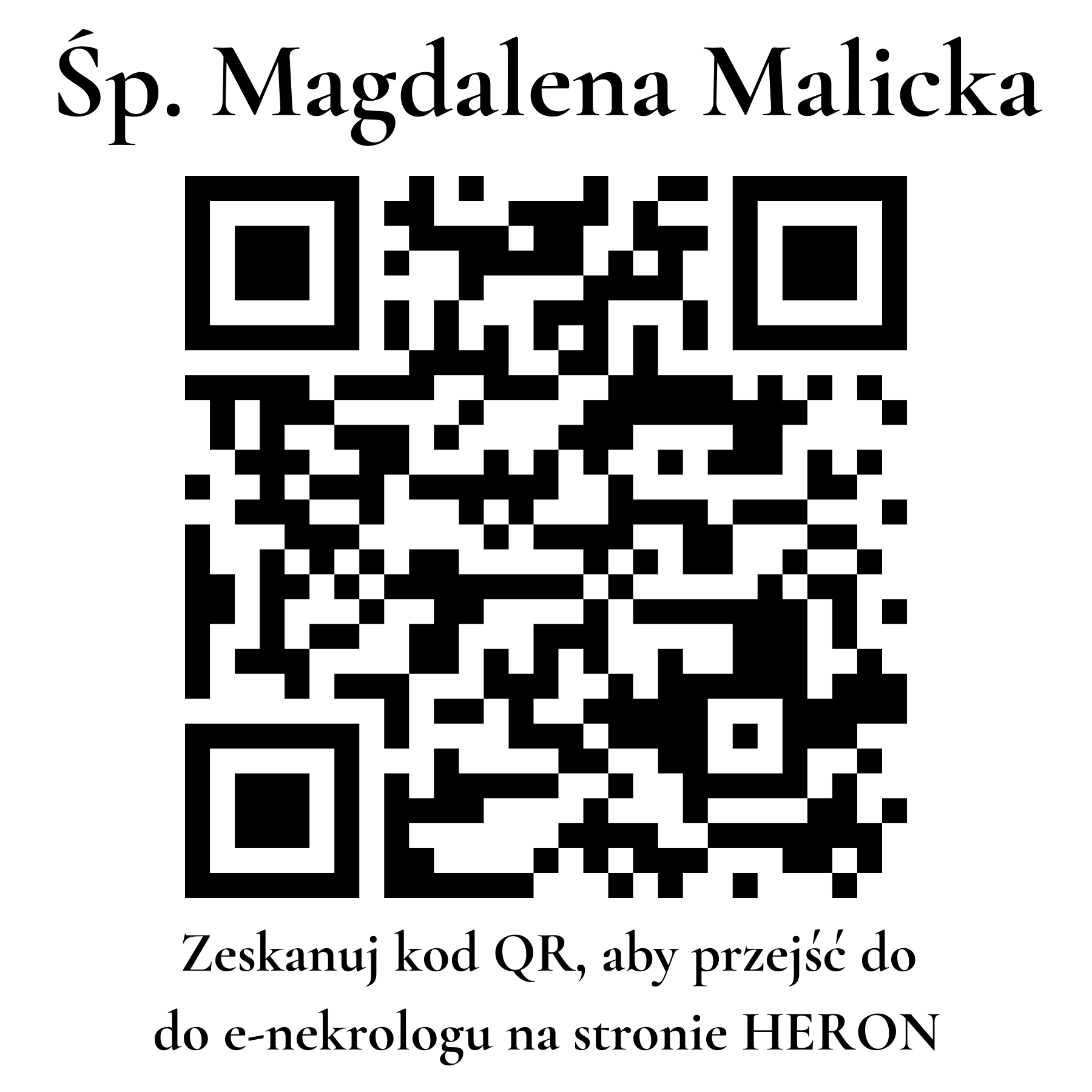 Kod QR do nekrologu Magdalena Malicka Kod QR do nekrologu Magdalena Malicka