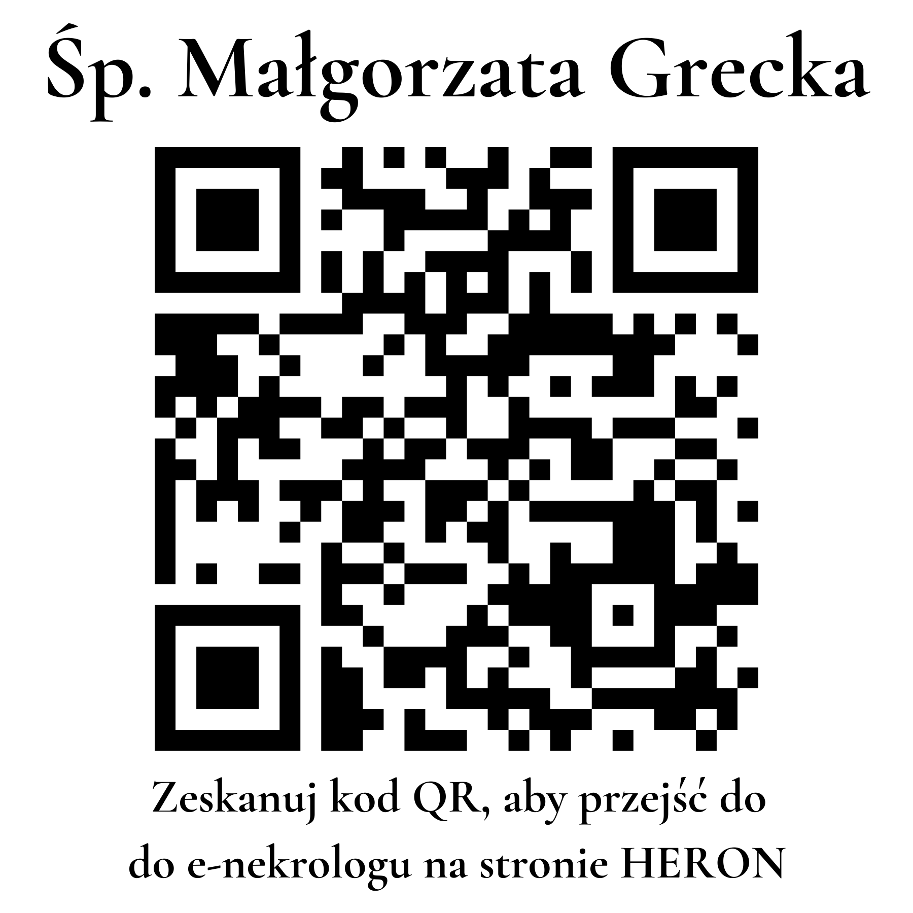 Kod QR do nekrologu Małgorzata Grecka Kod QR do nekrologu Małgorzata Grecka
