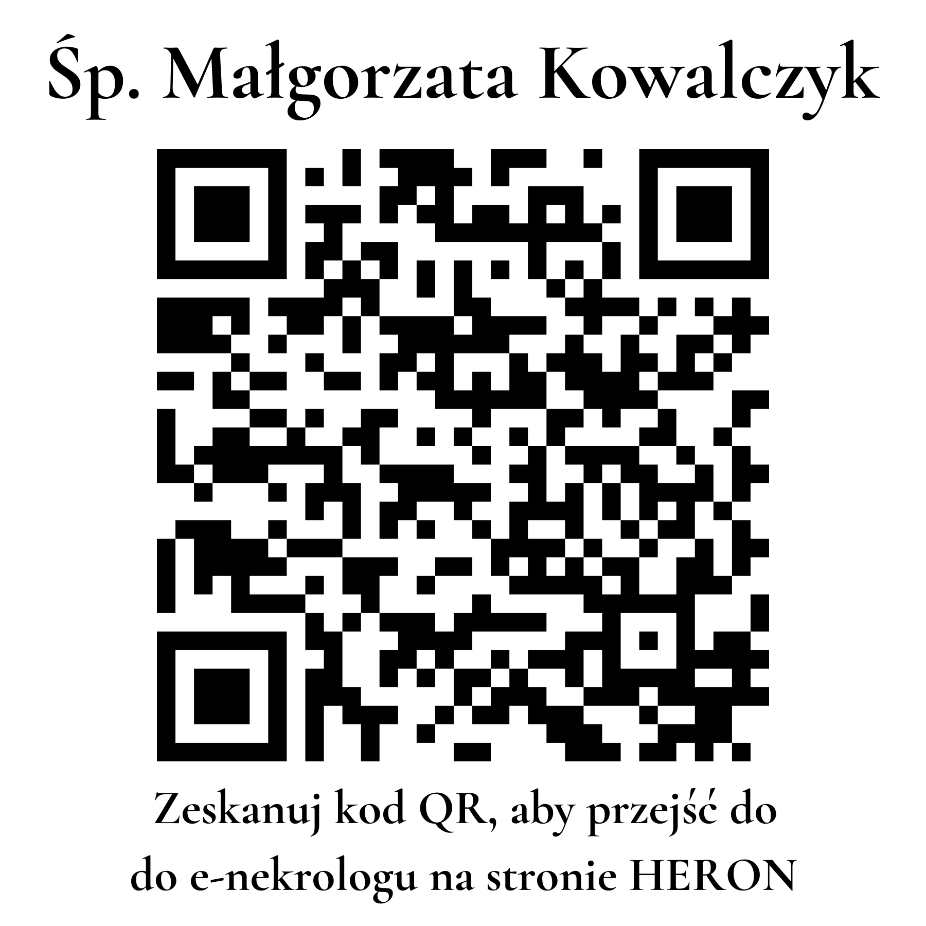 Kod QR do nekrologu Małgorzata Kowalczyk