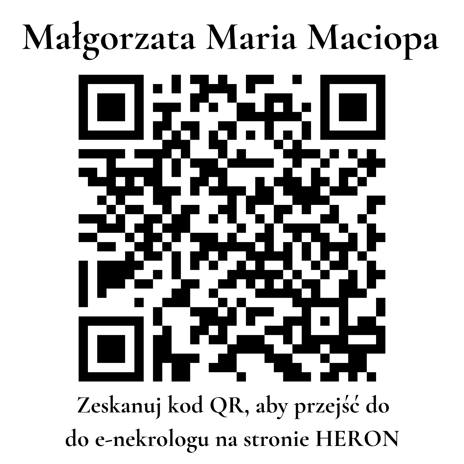 Kod QR do nekrologu Małgorzata Maria Maciopa Kod QR do nekrologu Małgorzata Maria Maciopa