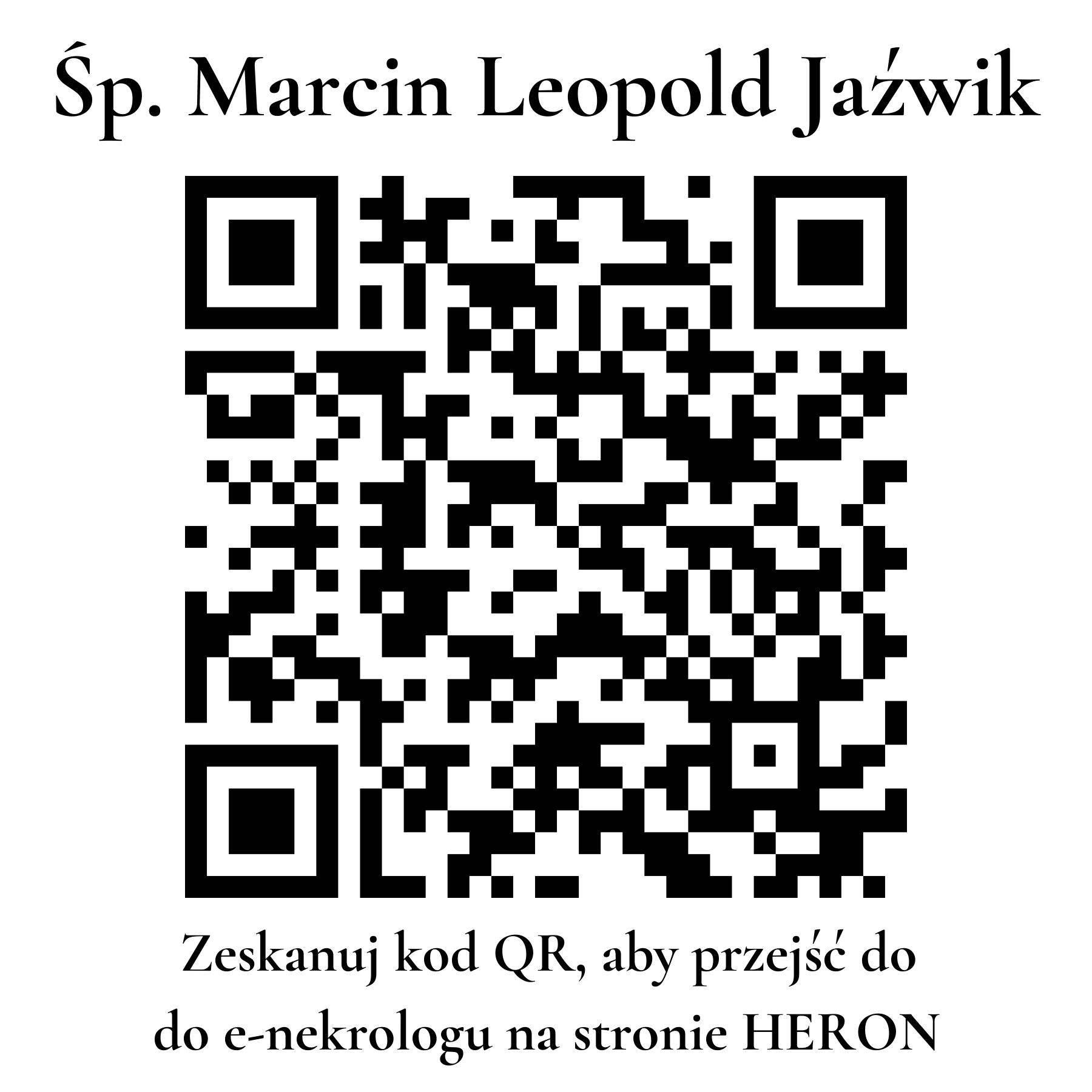 Kod QR do nekrologu Marcin Leopold Jaźwik Kod QR do nekrologu Marcin Leopold Jaźwik