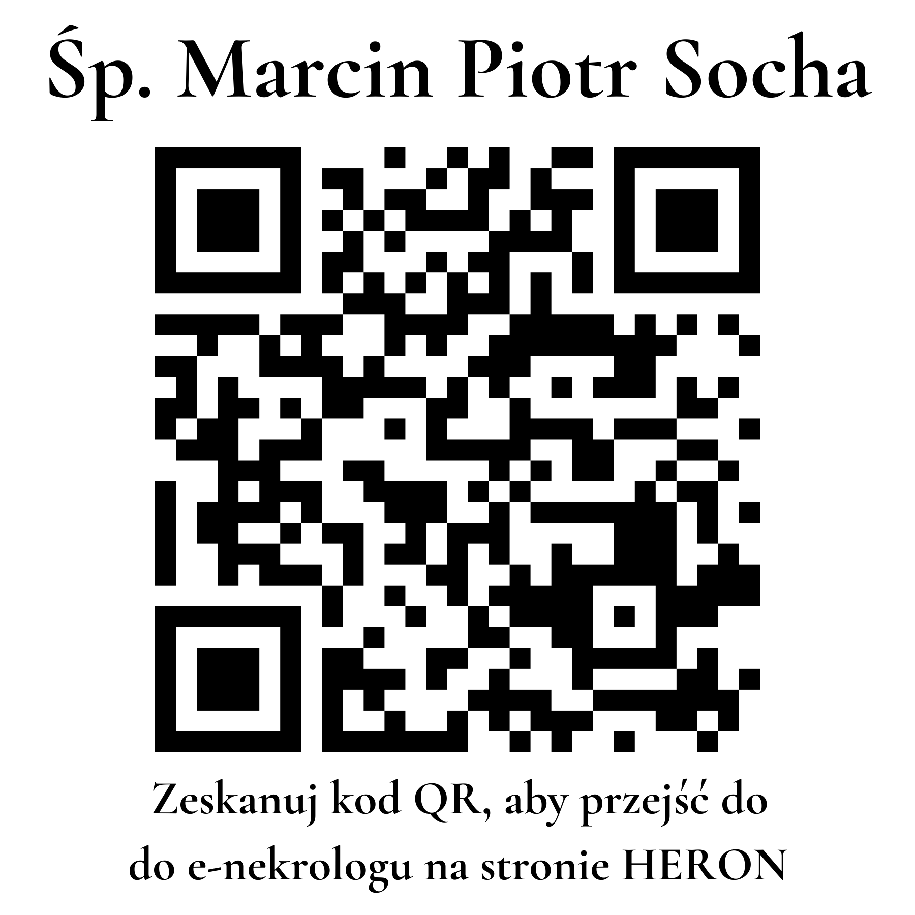 Kod QR do nekrologu Marcin Piotr Socha Kod QR do nekrologu Marcin Piotr Socha