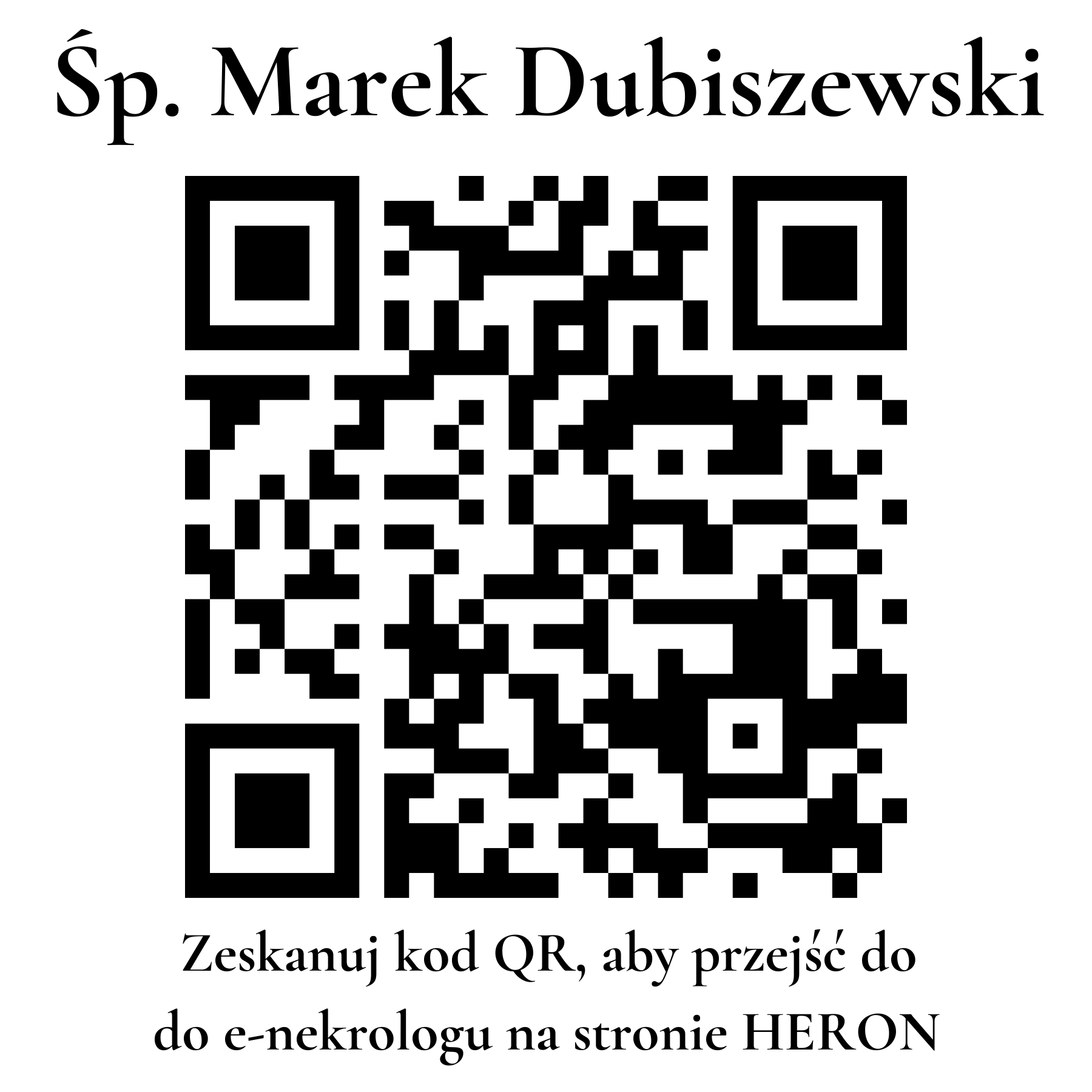 Kod QR do nekrologu Marek Dubiszewski Kod QR do nekrologu Marek Dubiszewski