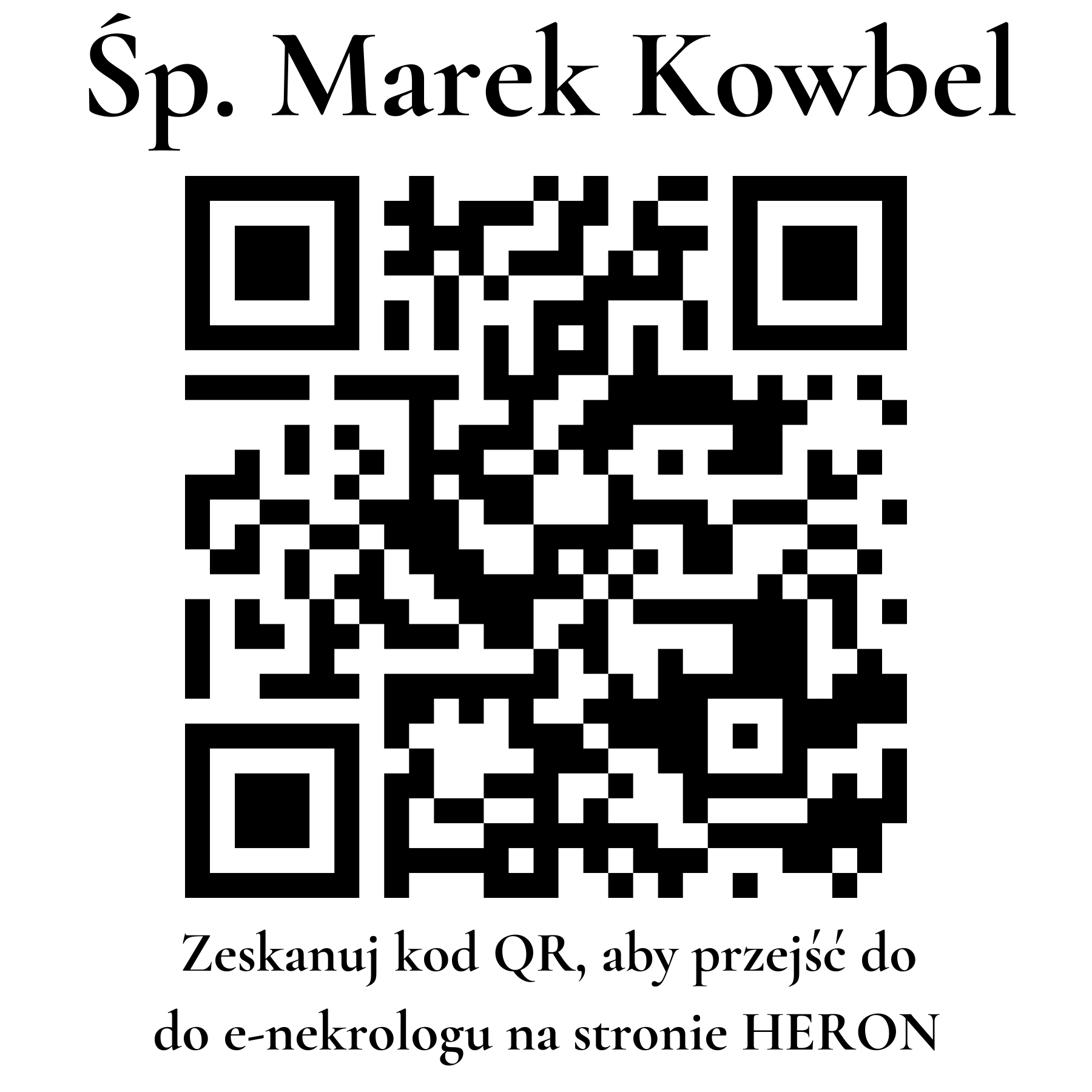 Kod QR do nekrologu Marek Kowbel Kod QR do nekrologu Marek Kowbel