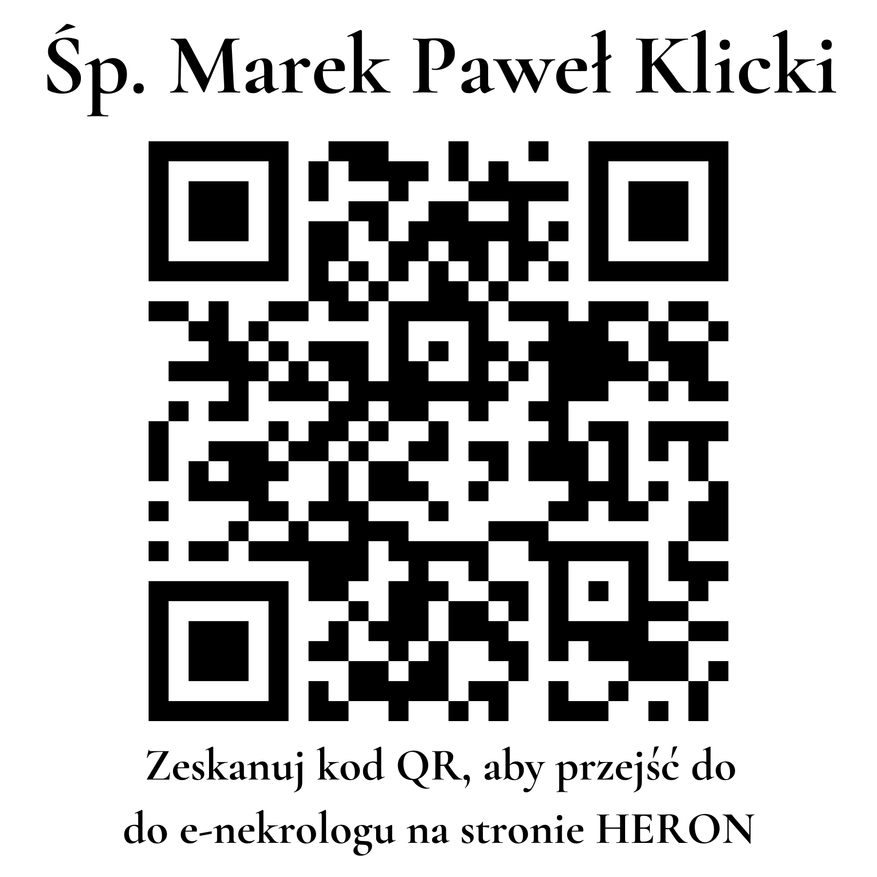 Kod QR do nekrologu Marek Paweł Klicki