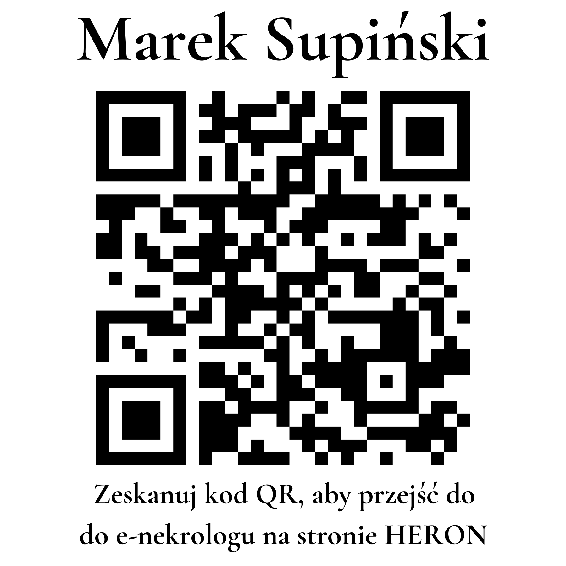 Kod QR do nekrologu Marek Supiński Kod QR do nekrologu Marek Supiński