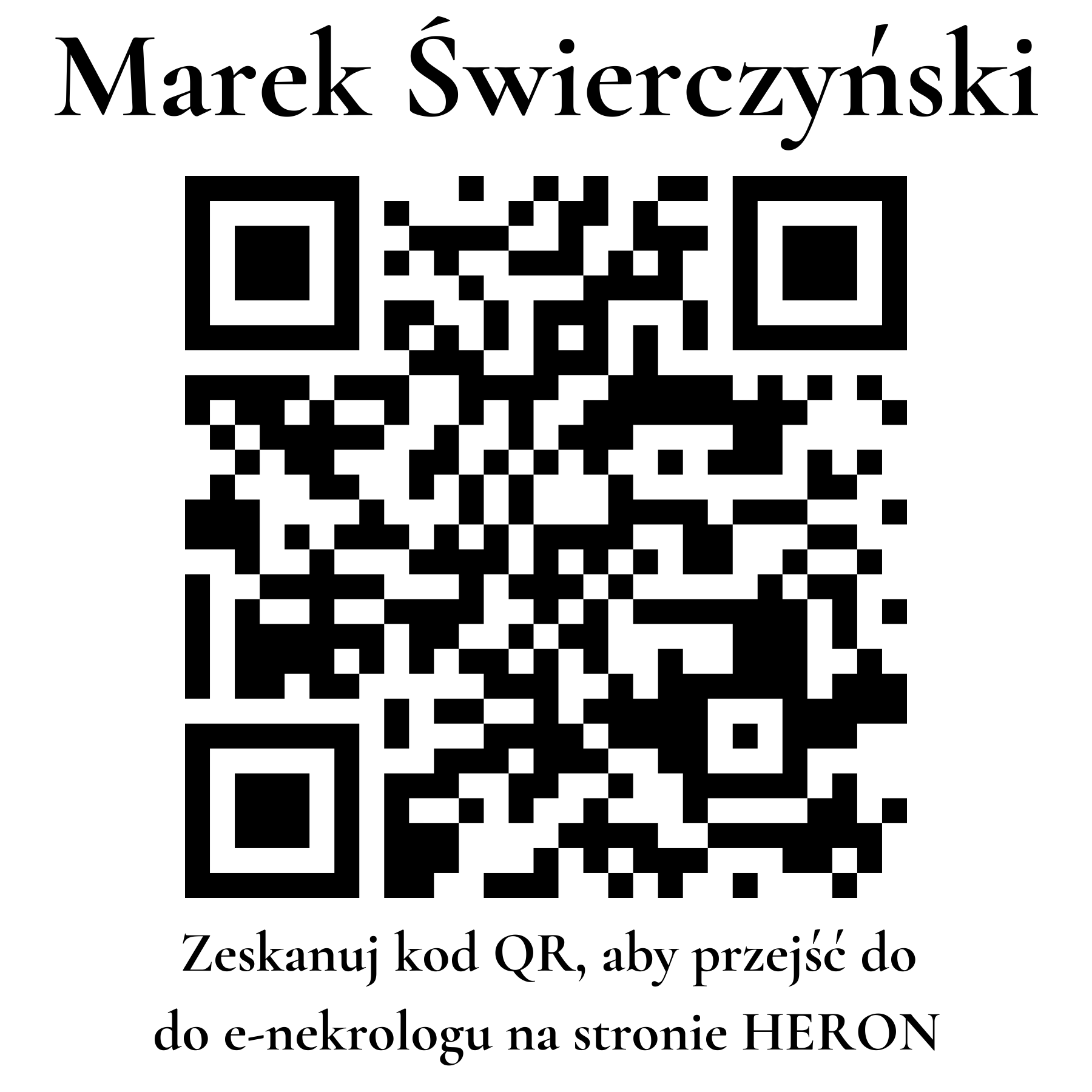 Kod QR do nekrologu Marek Świerczyński Kod QR do nekrologu Marek Świerczyński