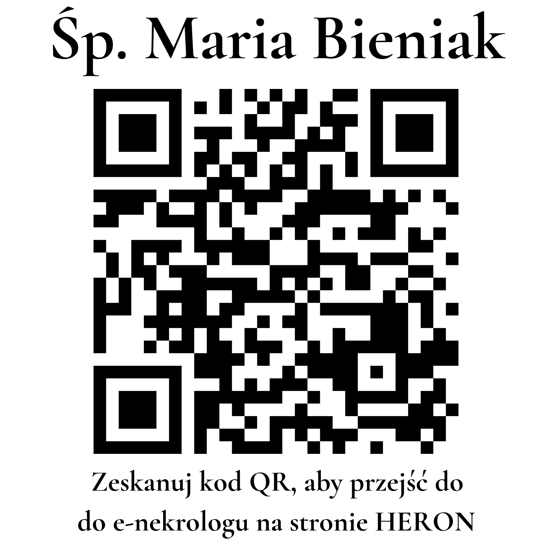 Kod QR do nekrologu Maria Bieniak Kod QR do nekrologu Maria Bieniak