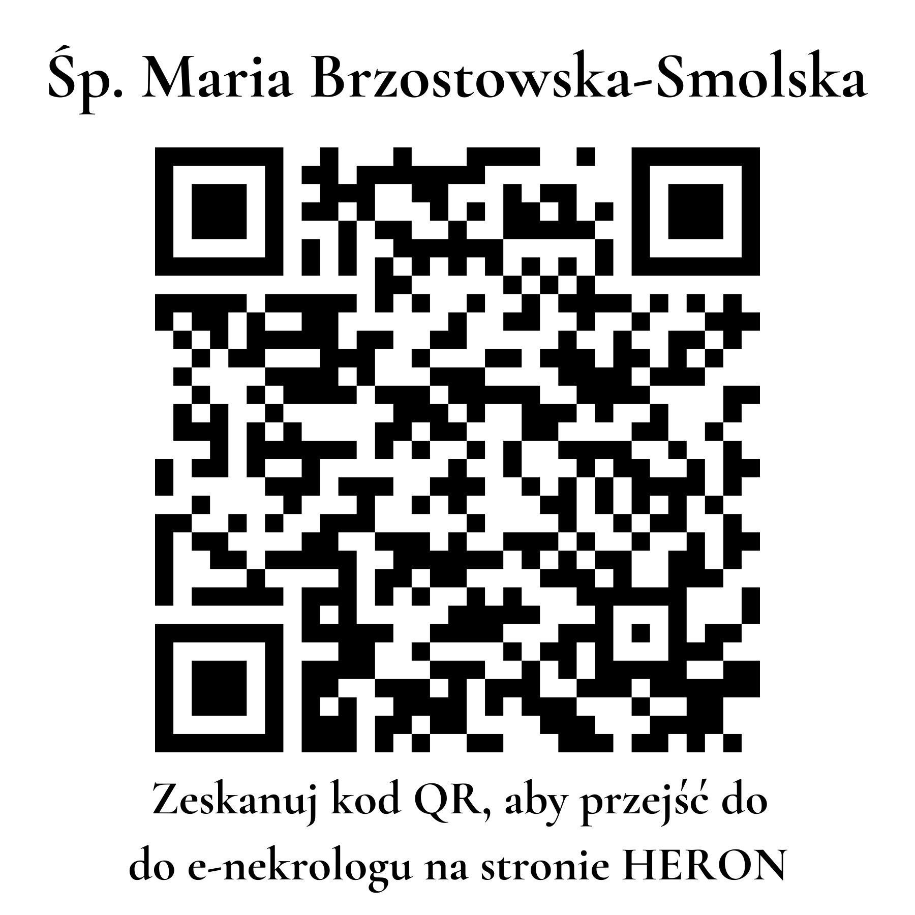 Kod QR do nekrologu Maria Brzostowska-Smolska Kod QR do nekrologu Maria Brzostowska-Smolska