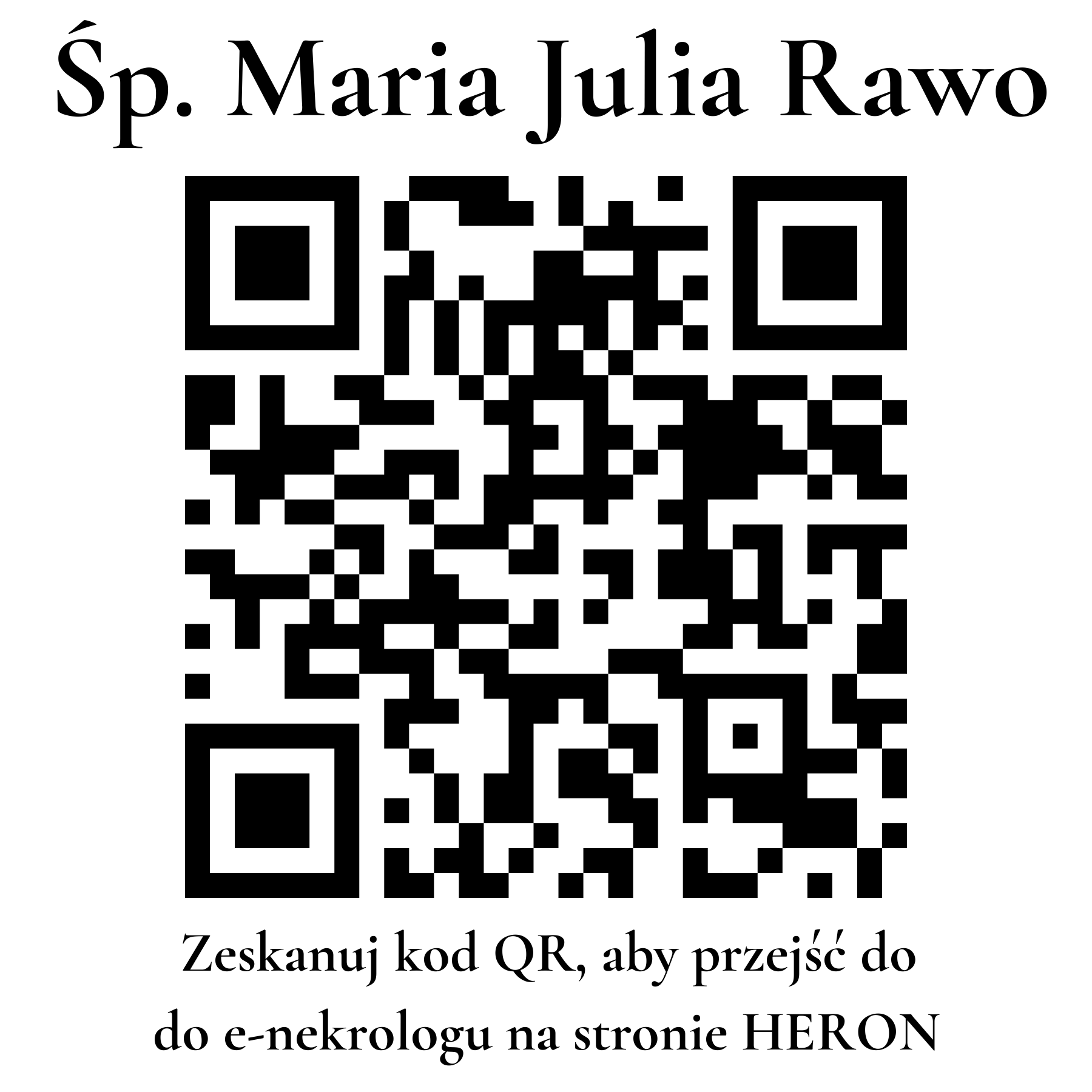 Kod QR do nekrologu Maria Julia Rawo Kod QR do nekrologu Maria Julia Rawo