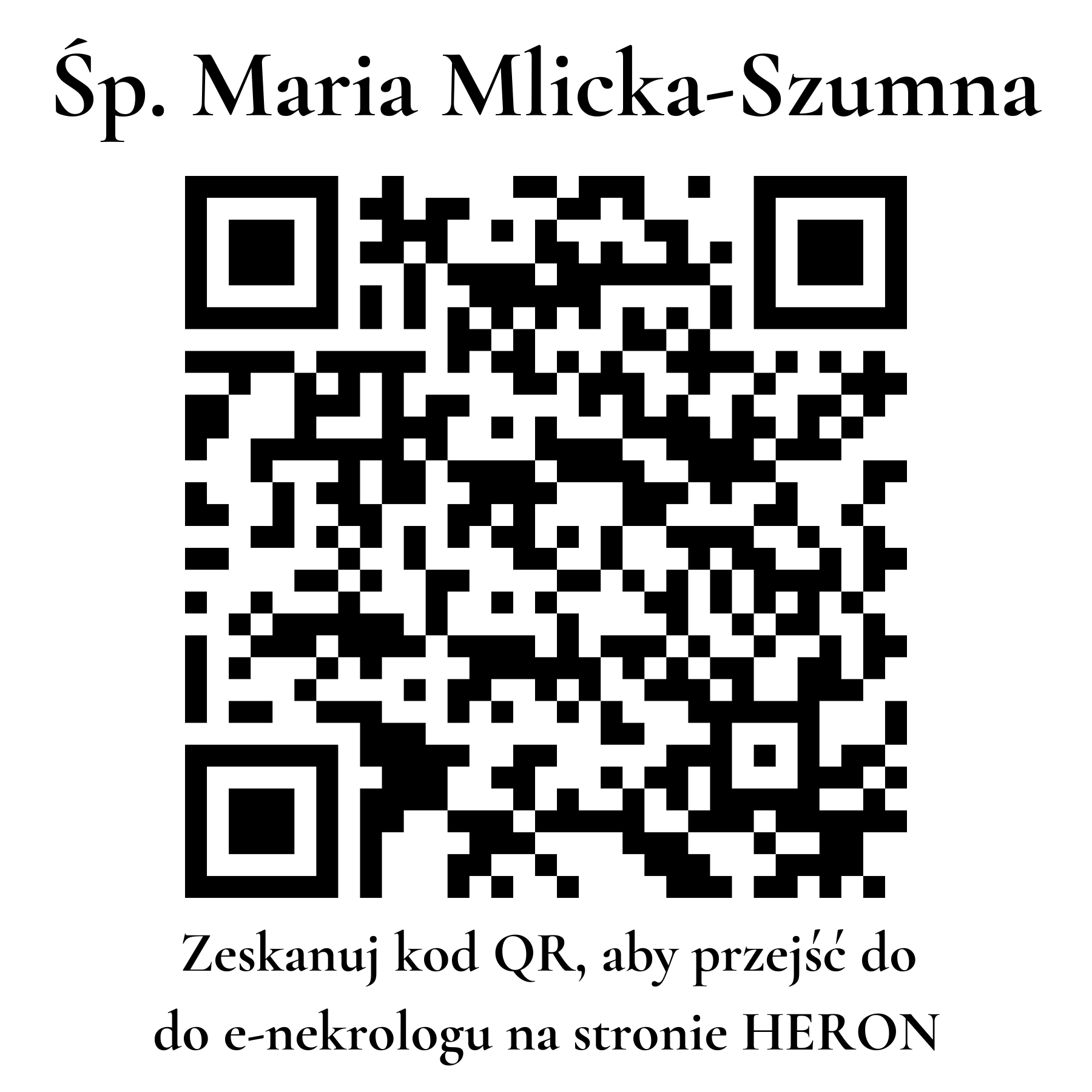 Kod QR do nekrologu Maria Mlicka-Szumna Kod QR do nekrologu Maria Mlicka-Szumna