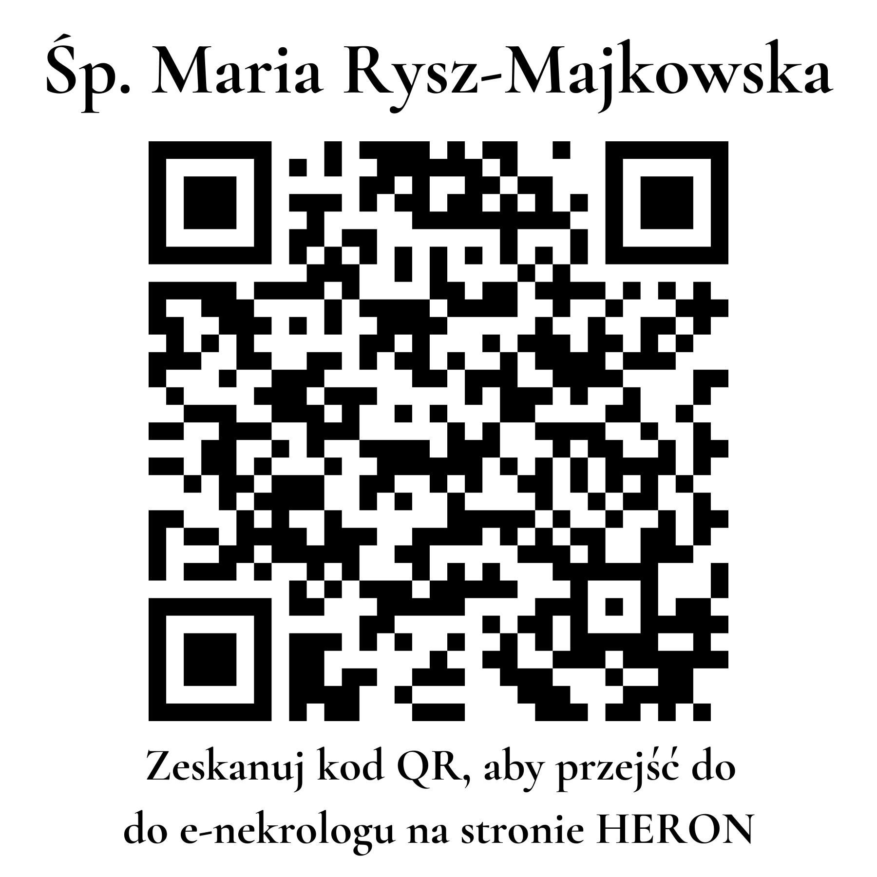 Kod QR do nekrologu Maria Rysz-Majkowska Kod QR do nekrologu Maria Rysz-Majkowska